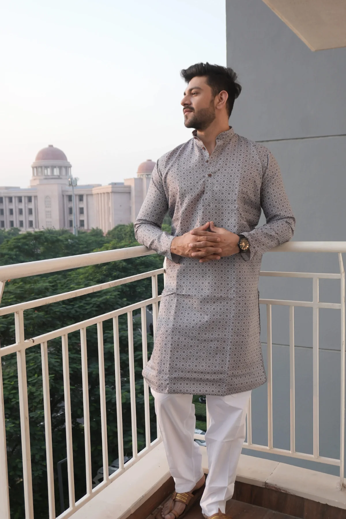 Arsh Chikan Mens Pure Cotton Printed Kurta - Image 5