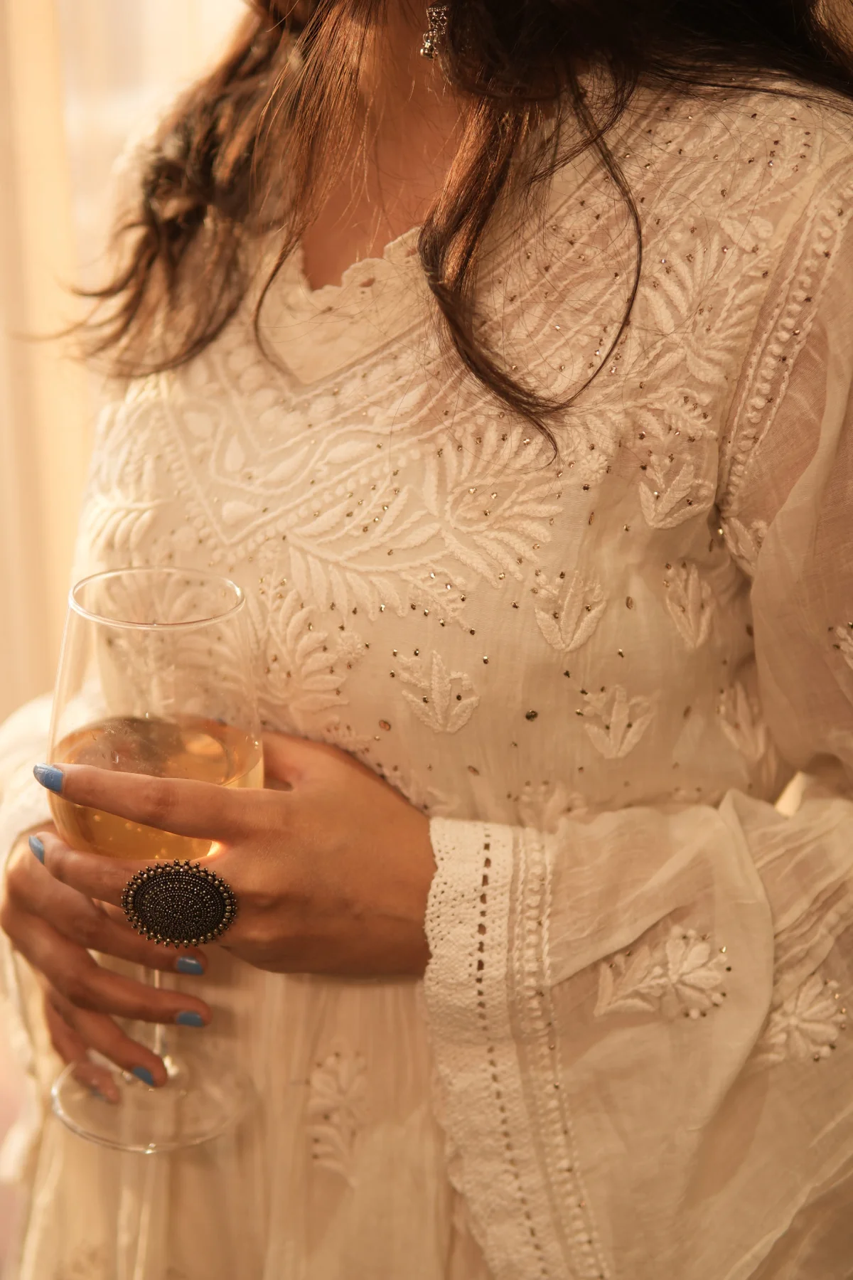 Arsh Handcrafted Kurti and Plazzo Set in Pure Mul Chanderi fabric. - Image 2
