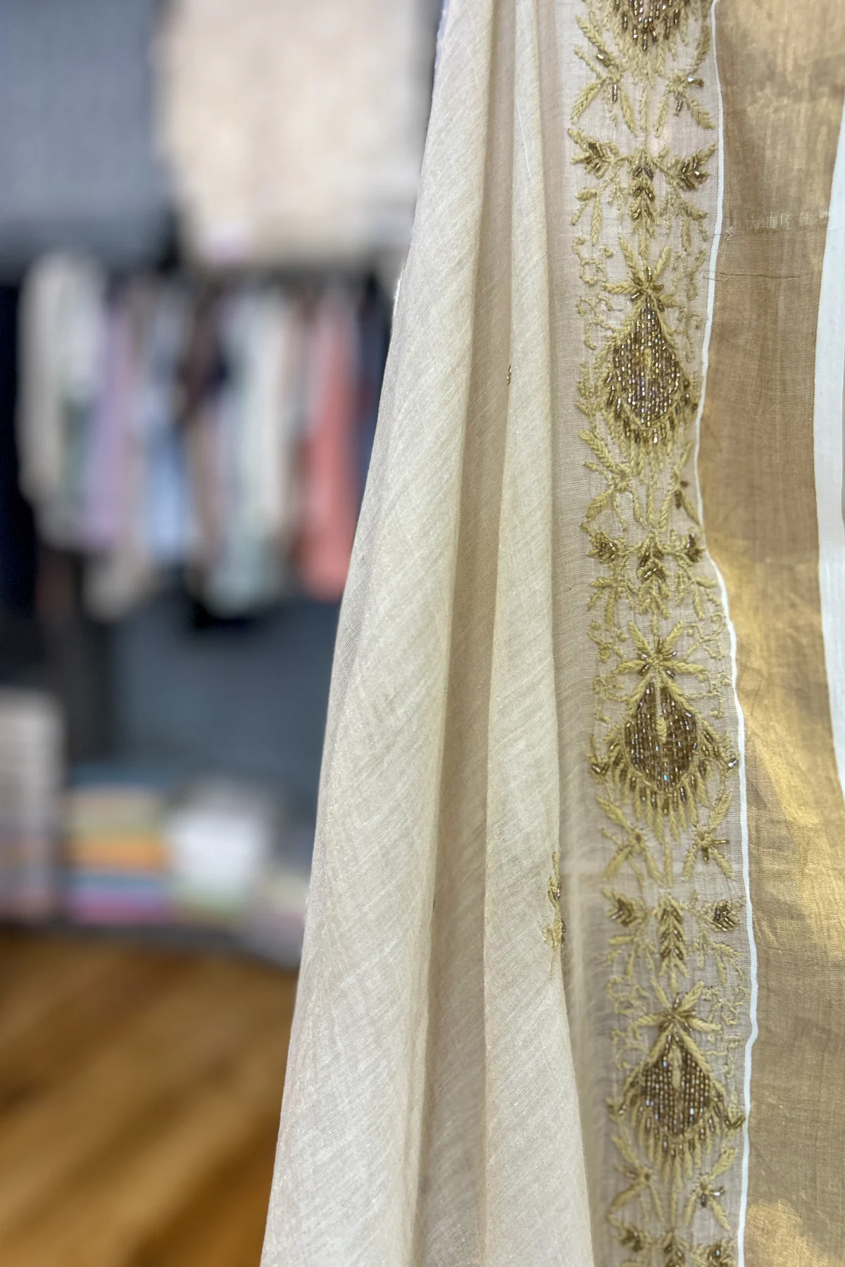 Arsh Hand Embroidered PureTissue Banarasi Chikankari Saree - Image 7