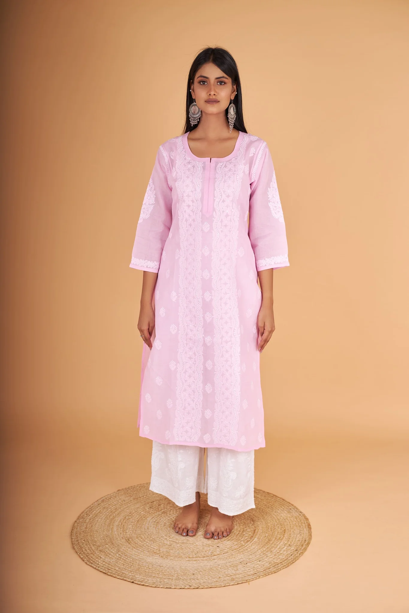 Arsh Handcrafted Baby Pink Pure Cotton Kurti - Image 5
