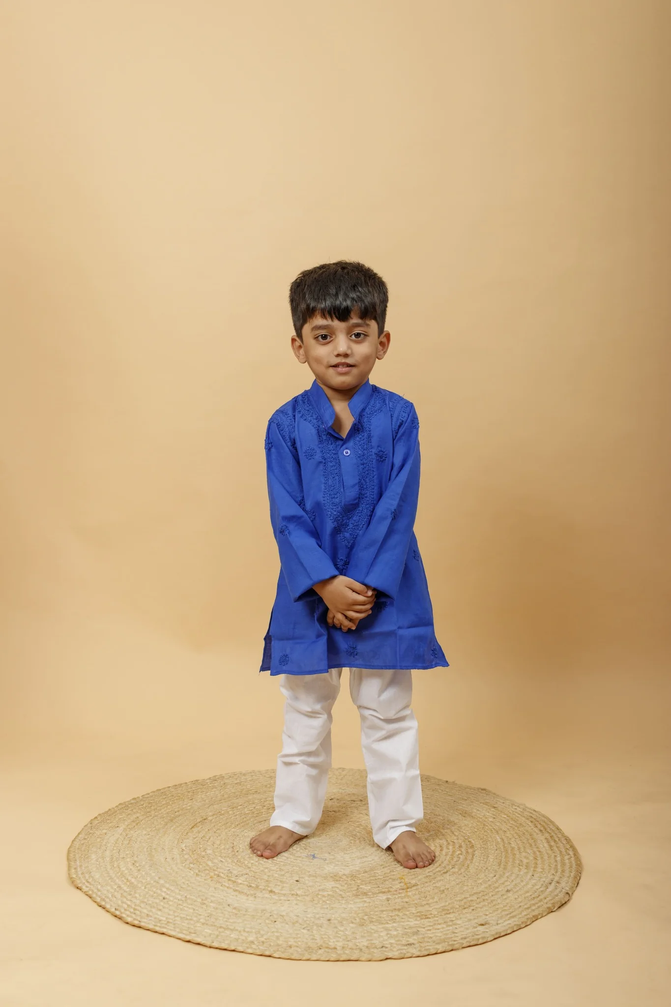 Arsh Handcrafted Boys Kurta Pajama Chikankari Set in Royal Blue colour - Image 3