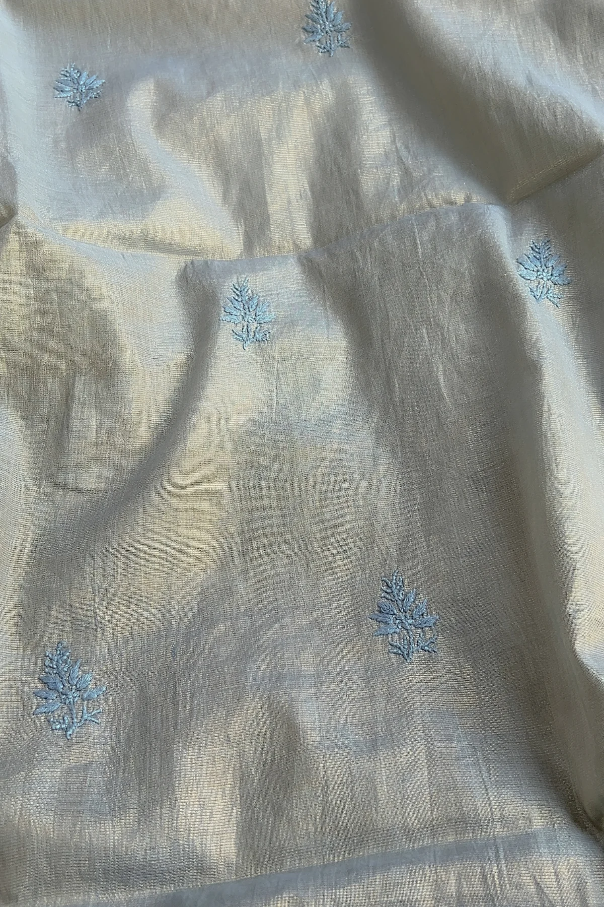 Arsh Handcrafted Tissue Chanderi Kurti and Dupatta Chikankari Set - Image 5