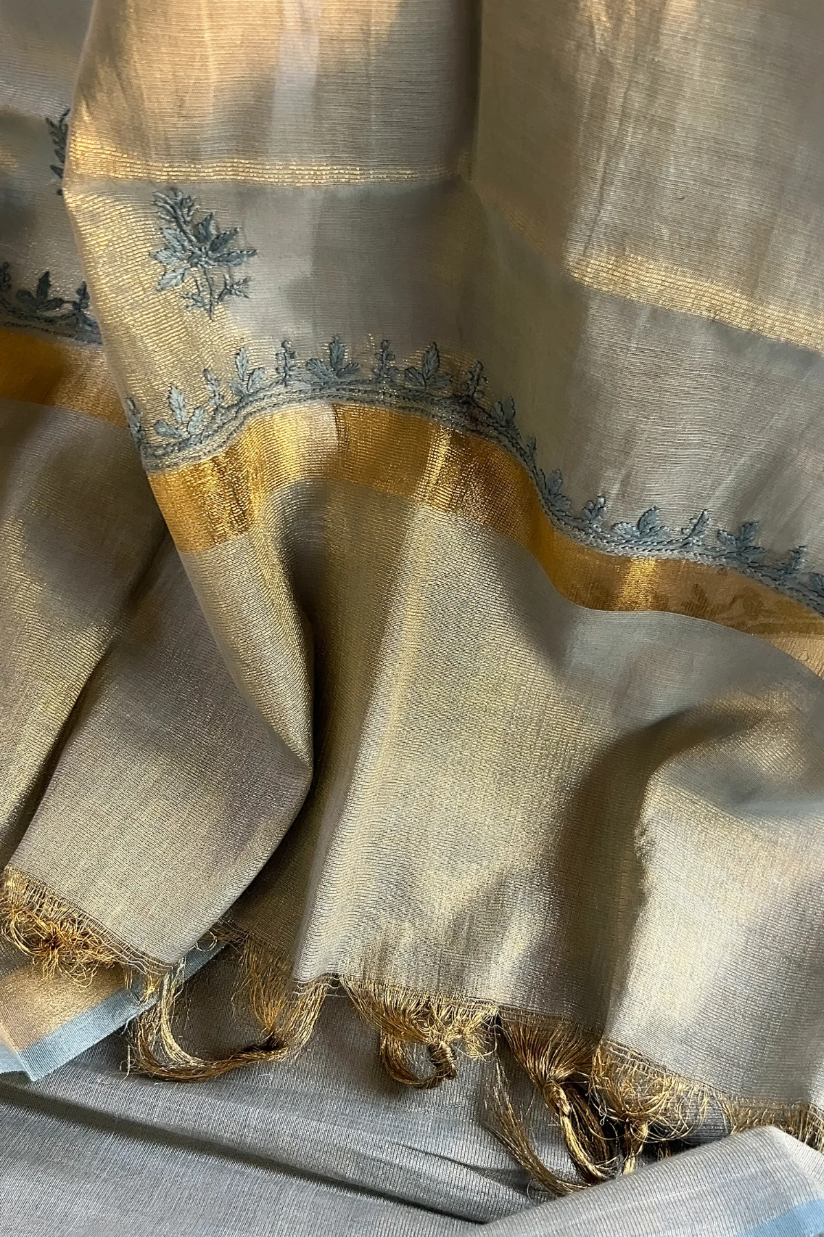 Arsh Handcrafted Tissue Chanderi Kurti and Dupatta Chikankari Set - Image 8