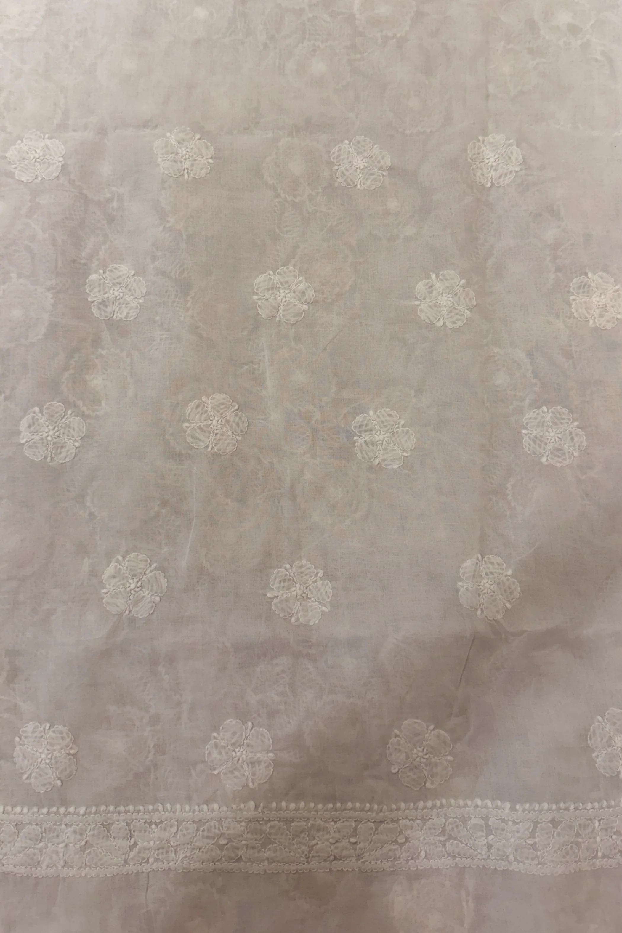 Arsh Handcrafted Grey Cotton Unstitched Chikankari Front Jaal 3pc Suit - Image 8