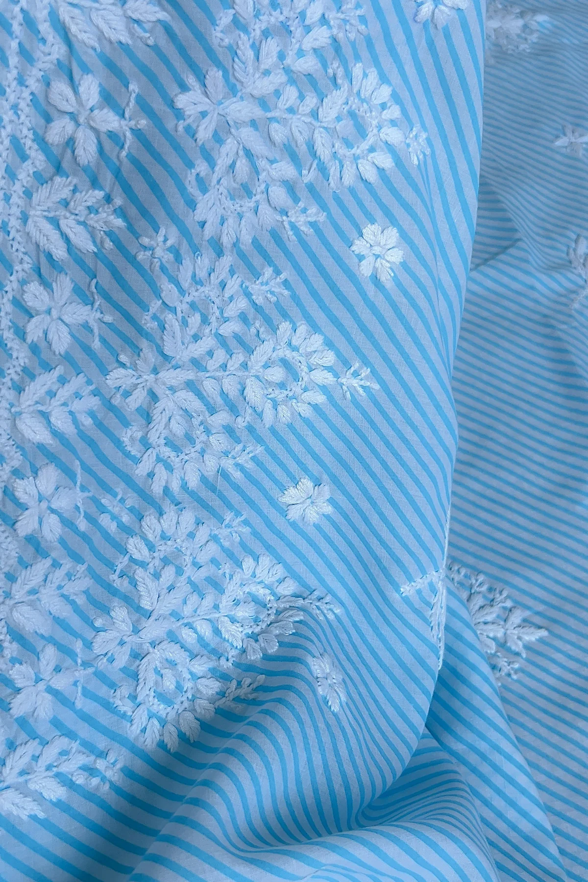 Arsh Handcrafted Leheriya Print Pure Cotton Unstitched Chikankari Kurti Pc - Image 3
