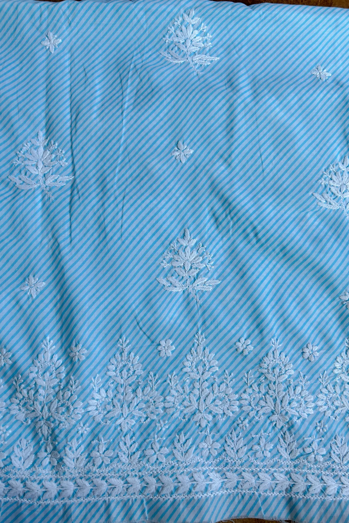 Arsh Handcrafted Leheriya Print Pure Cotton Unstitched Chikankari Kurti Pc - Image 5