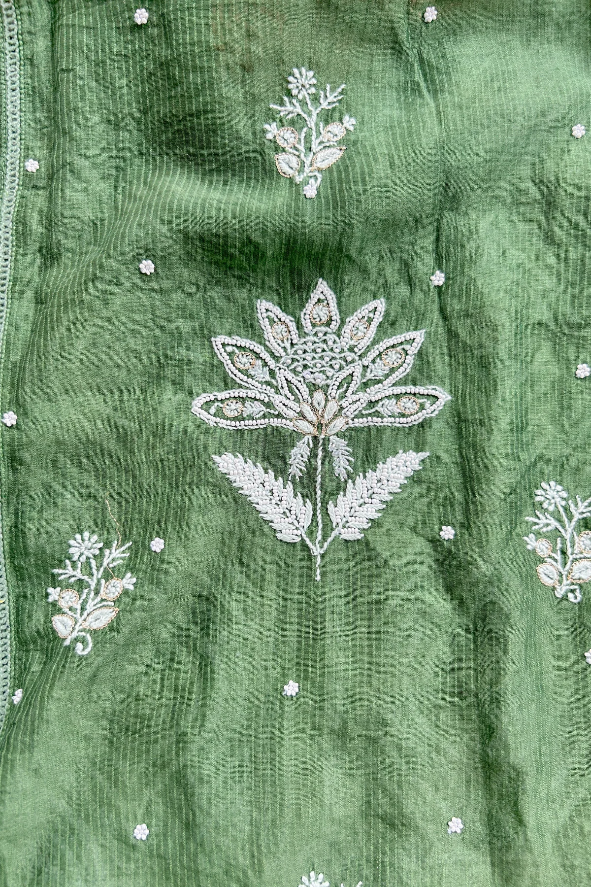 Arsh Handcrafted Chanderi Silk Kurti and Dupatta Semi Stitched Chikankari Set - Image 4
