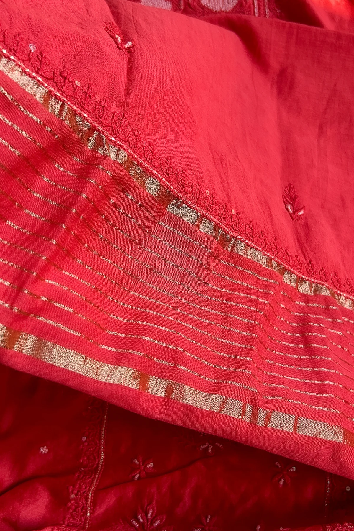 Arsh Handcrafted Chanderi Silk Kurti and Dupatta Semi Stitched Set - Image 6