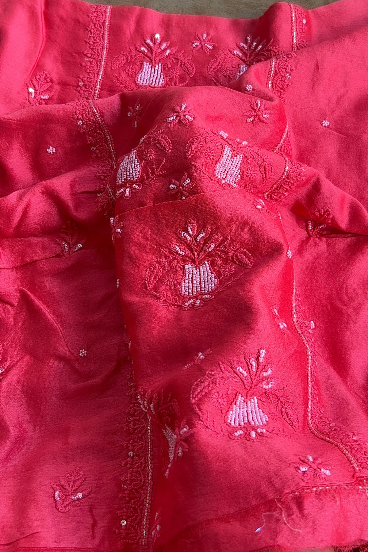 Arsh Handcrafted Chanderi Silk Kurti and Dupatta Semi Stitched Set - Image 7