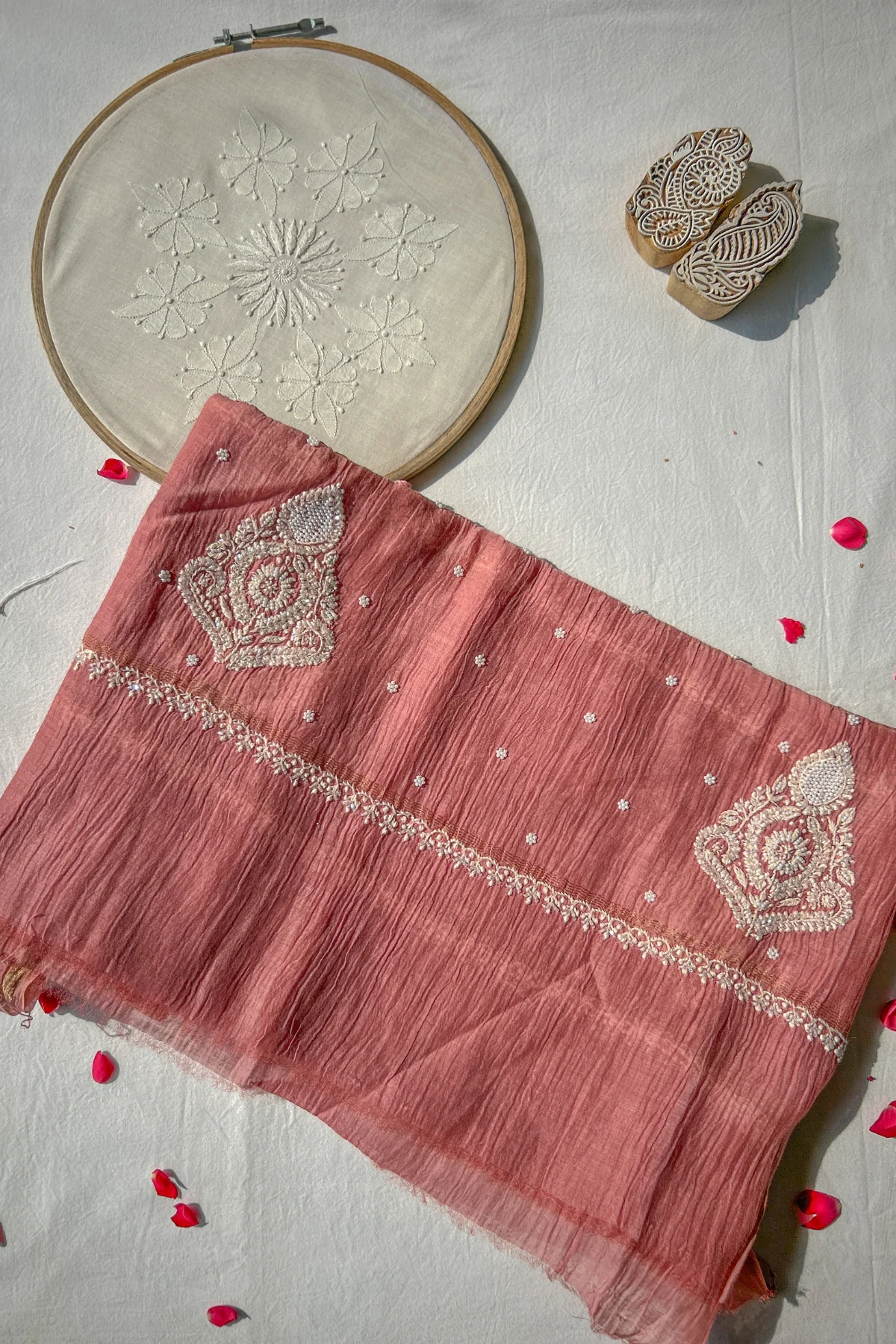 Arsh Handcrafted Mul Chanderi Kurti and Dupatta Semi Stitched Set - Image 4