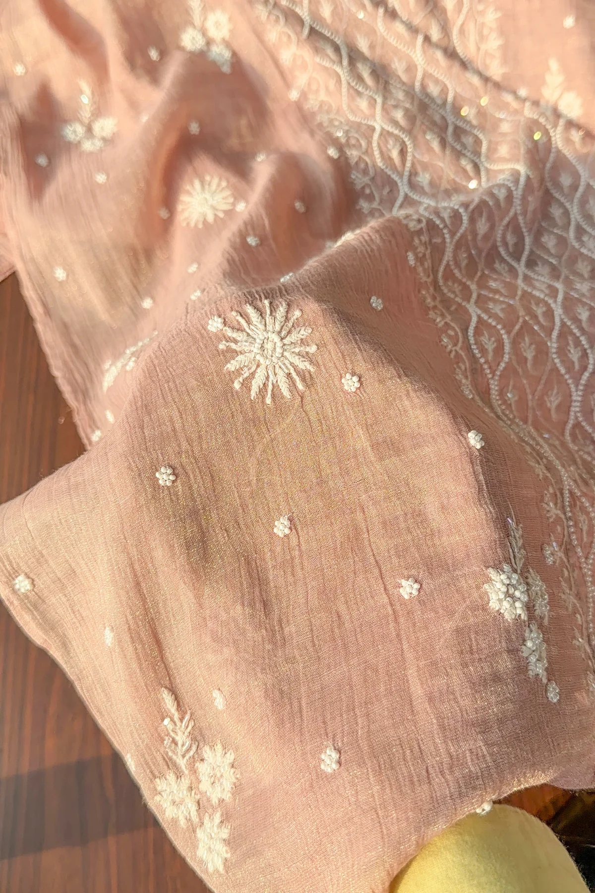 Arsh Handcrafted Mul Chanderi Kurti and Dupatta Semi Stitched Set - Image 4