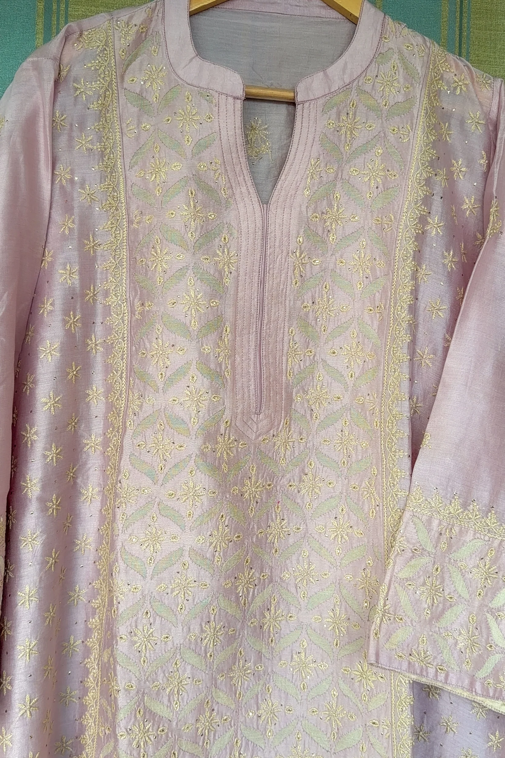 Arsh Handcrafted Chanderi Cutwork Semi-Stitched Chikankari Kurti and Dupatta set - Image 5