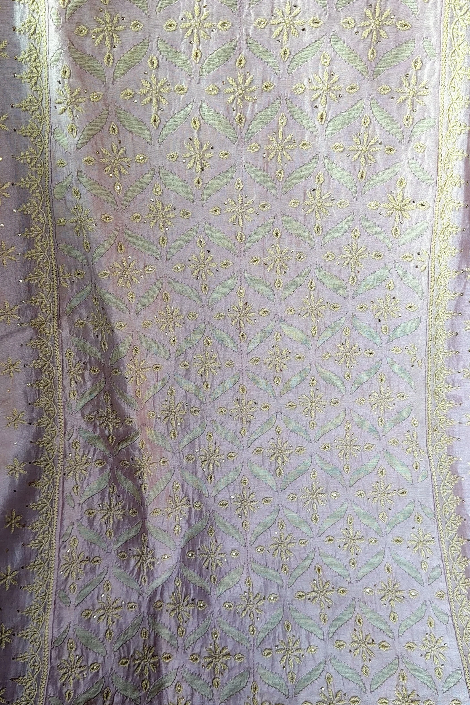 Arsh Handcrafted Chanderi Cutwork Semi-Stitched Chikankari Kurti and Dupatta set - Image 8