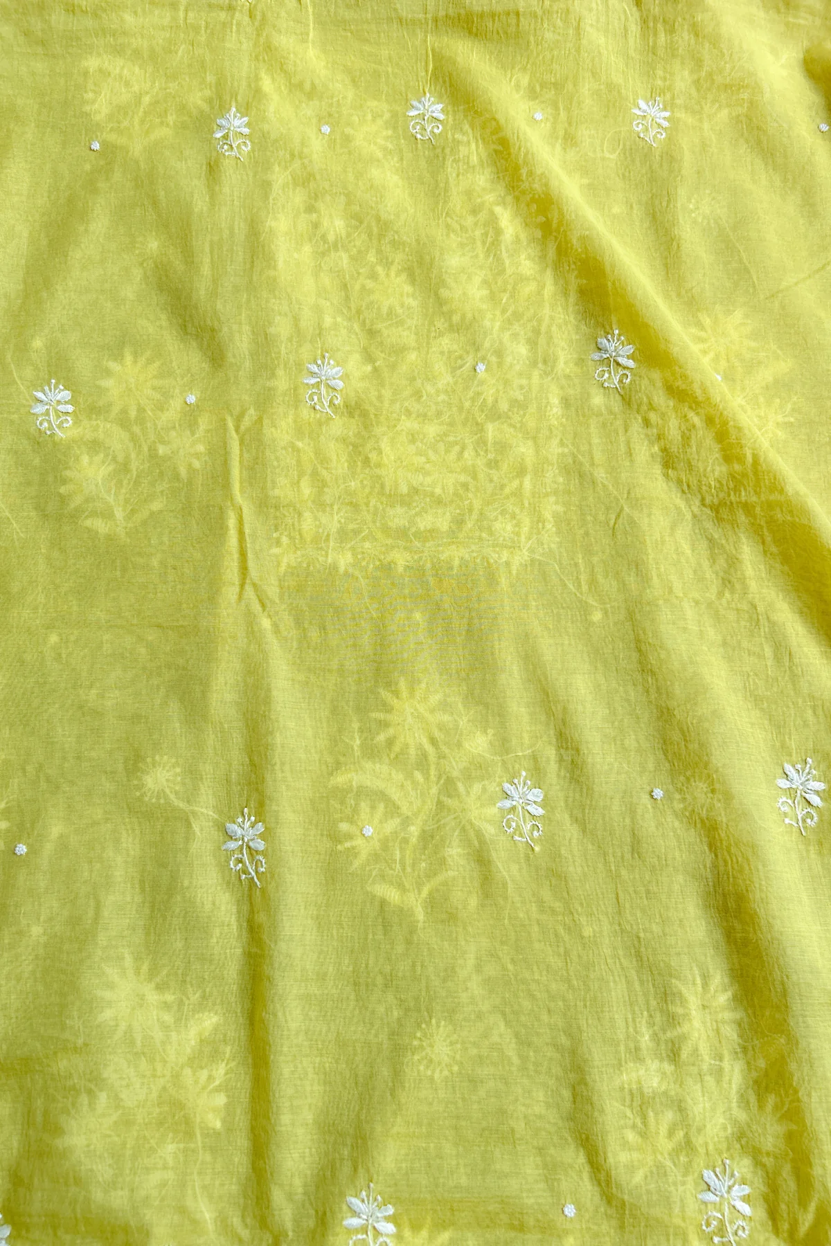 Arsh Handcrafted Mul Chanderi Unstitched Chikankari Kurta and Dupatta set - Image 4