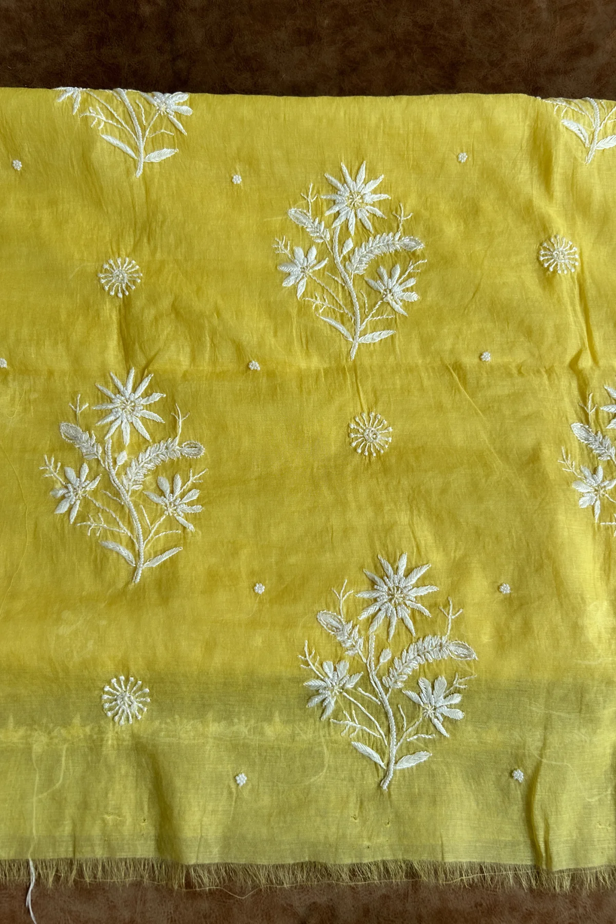 Arsh Handcrafted Mul Chanderi Unstitched Chikankari Kurta and Dupatta set - Image 7