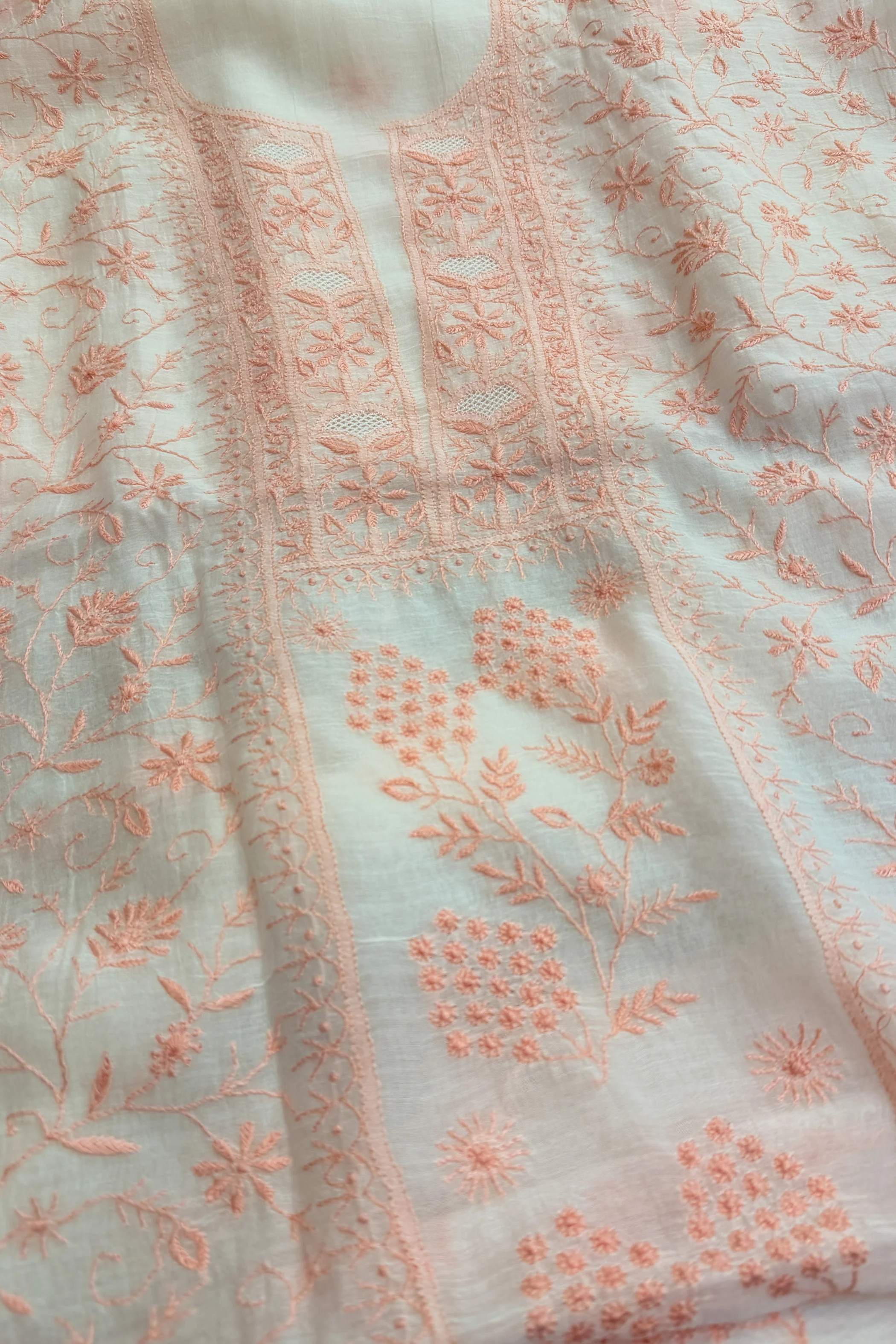 Arsh Handcrafted Mul Chanderi Unstitched Chikankari Kurti and Dupatta set - Image 2