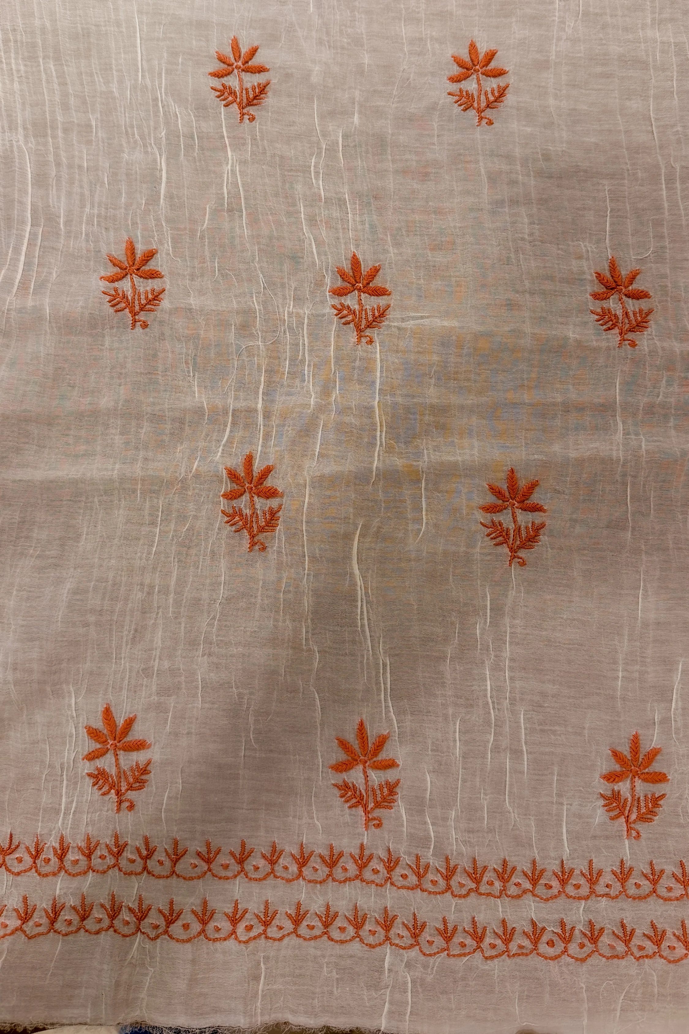 Arsh Handcrafted Mul Chanderi Unstitched Chikankari Kurti and Dupatta set - Image 5