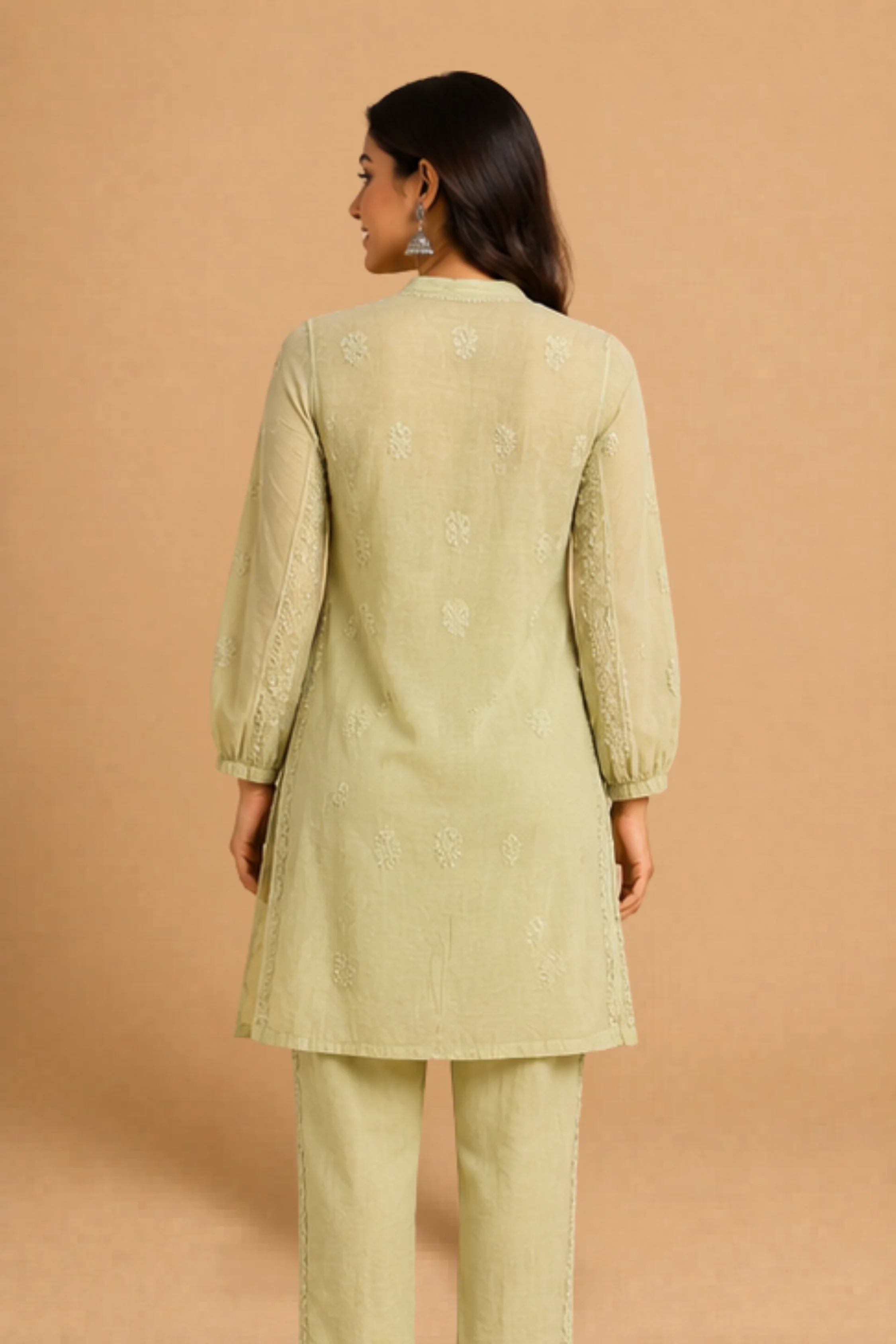 Arsh Handcrafted Pure Mul Chanderi Chikankari Semi Stiched Coord Set - Image 4