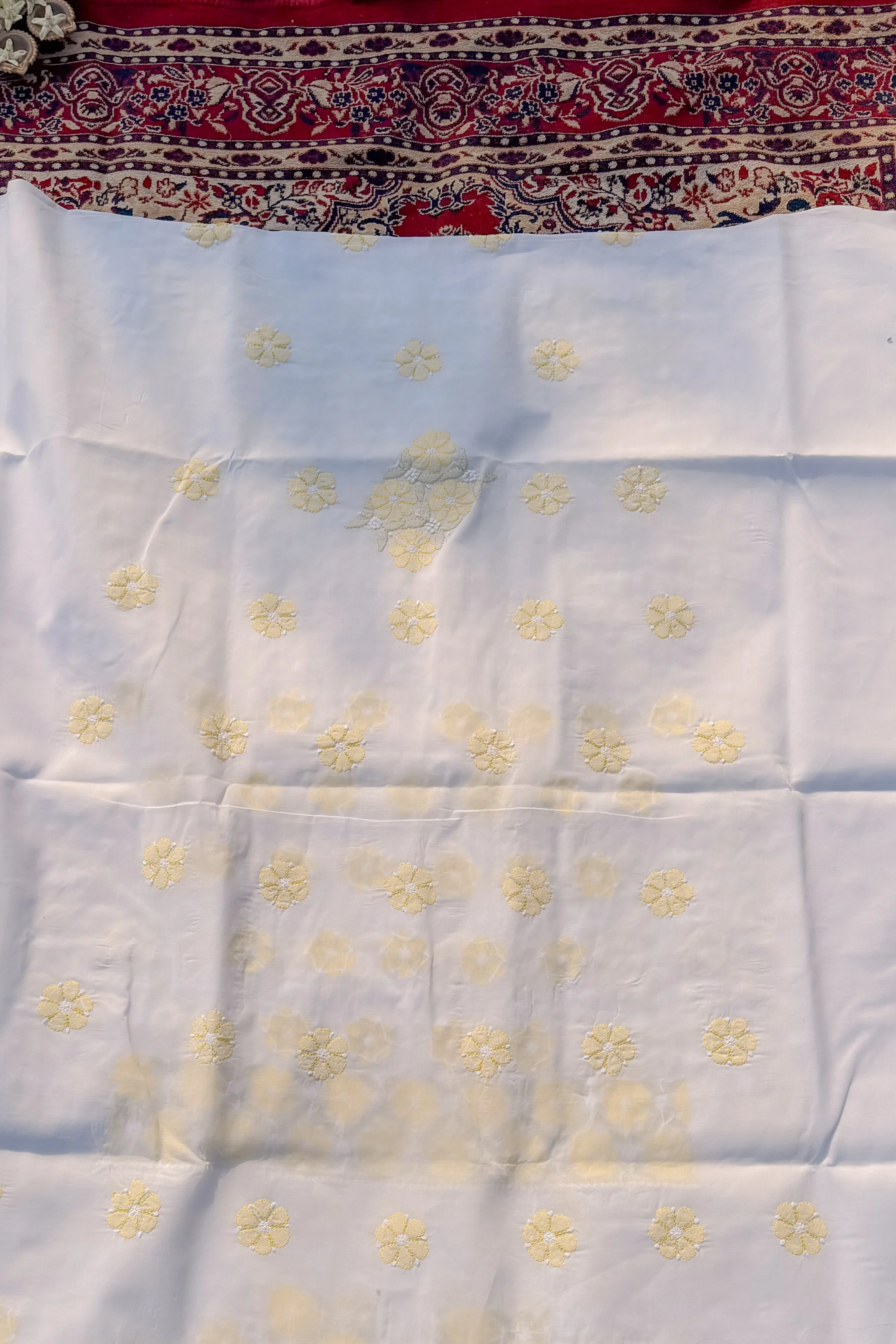 Arsh HandCrafted Pure Cotton Unstitched Chikan Suit Set - Image 3