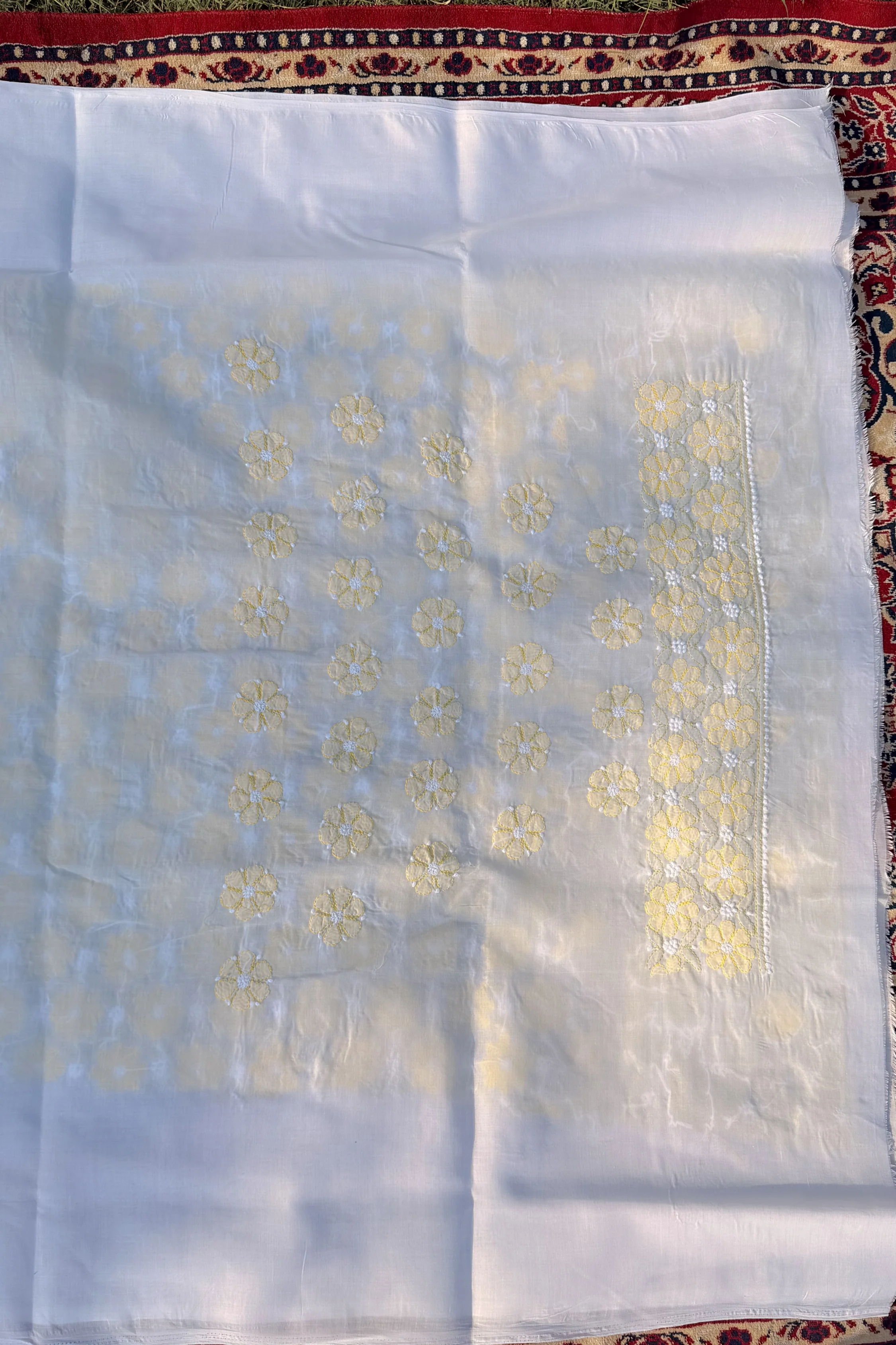Arsh HandCrafted Pure Cotton Unstitched Chikan Suit Set - Image 5