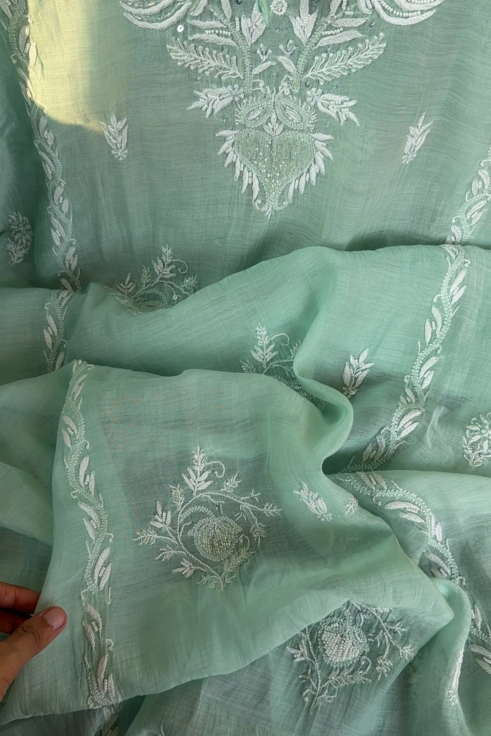 Arsh Handcrafted Pure Mul Chanderi Kaftaan Dress - Image 4