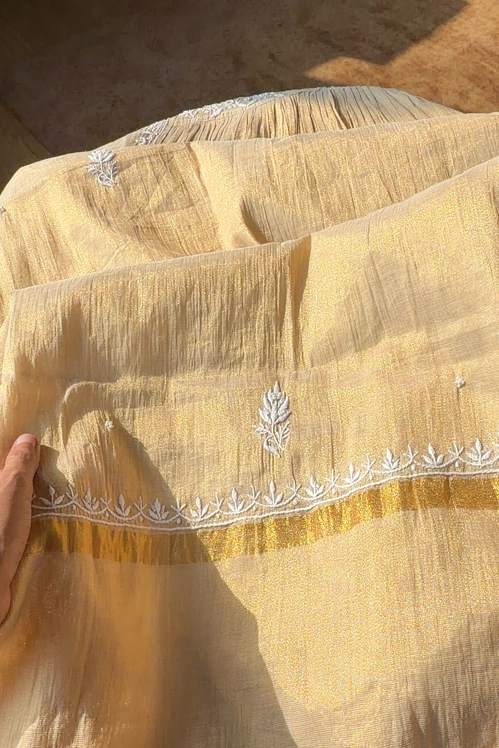 Arsh Handcrafted Mul Chanderi Kurti and Dupatta Semi Stitched Set - Image 8