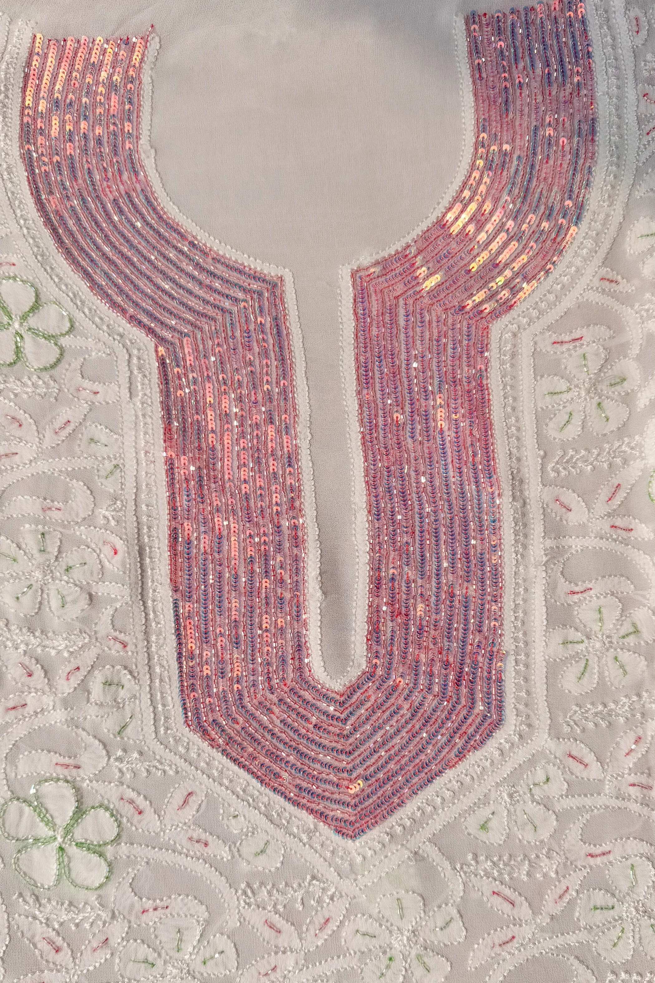 Arsh Handcrafted Pure Viscose Georgette Unstitched Chikankari 3pc Suit Set - Image 5