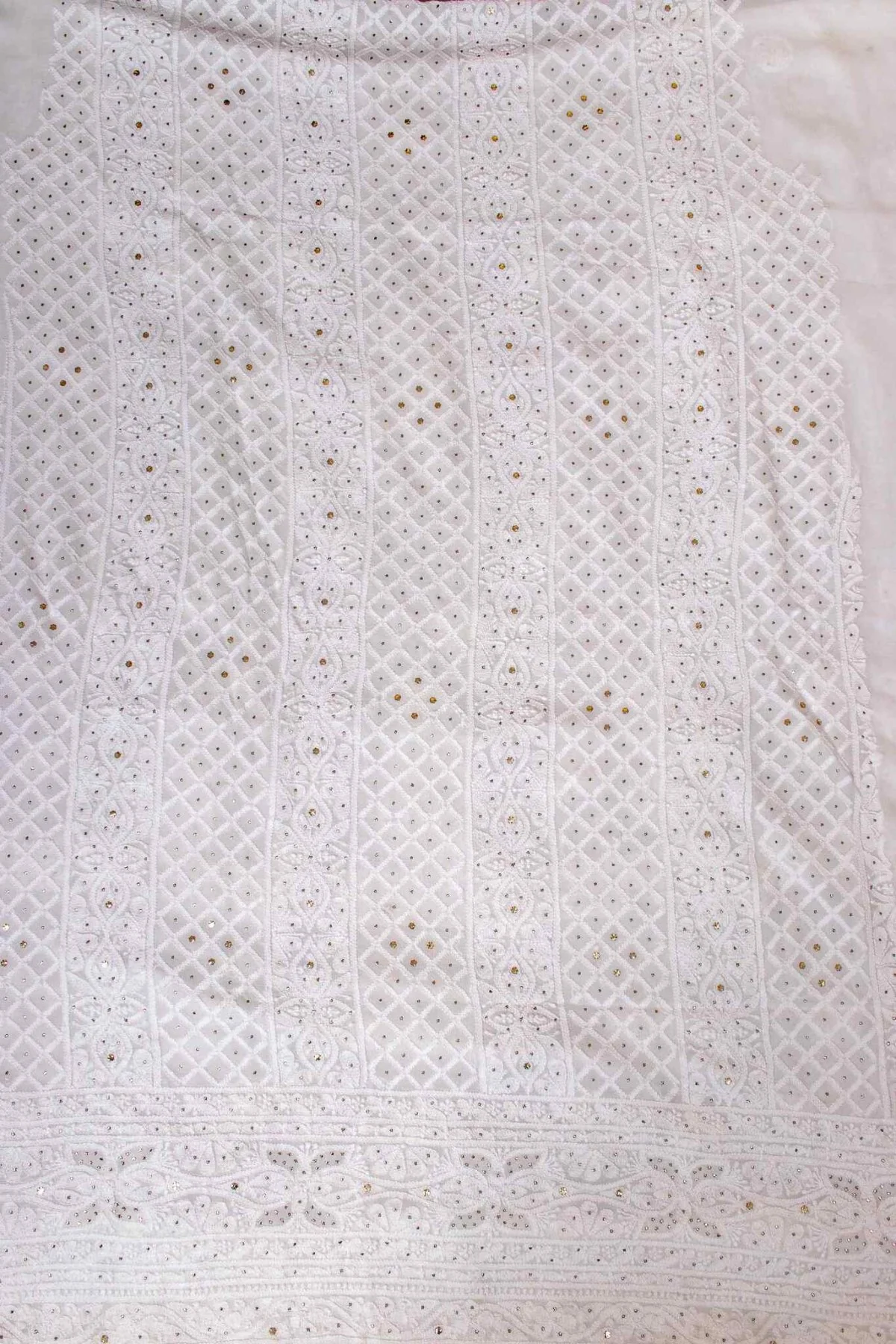 Arsh Handcrafted Pure Viscose Georgette white Kurti and Dupatta set. - Image 2