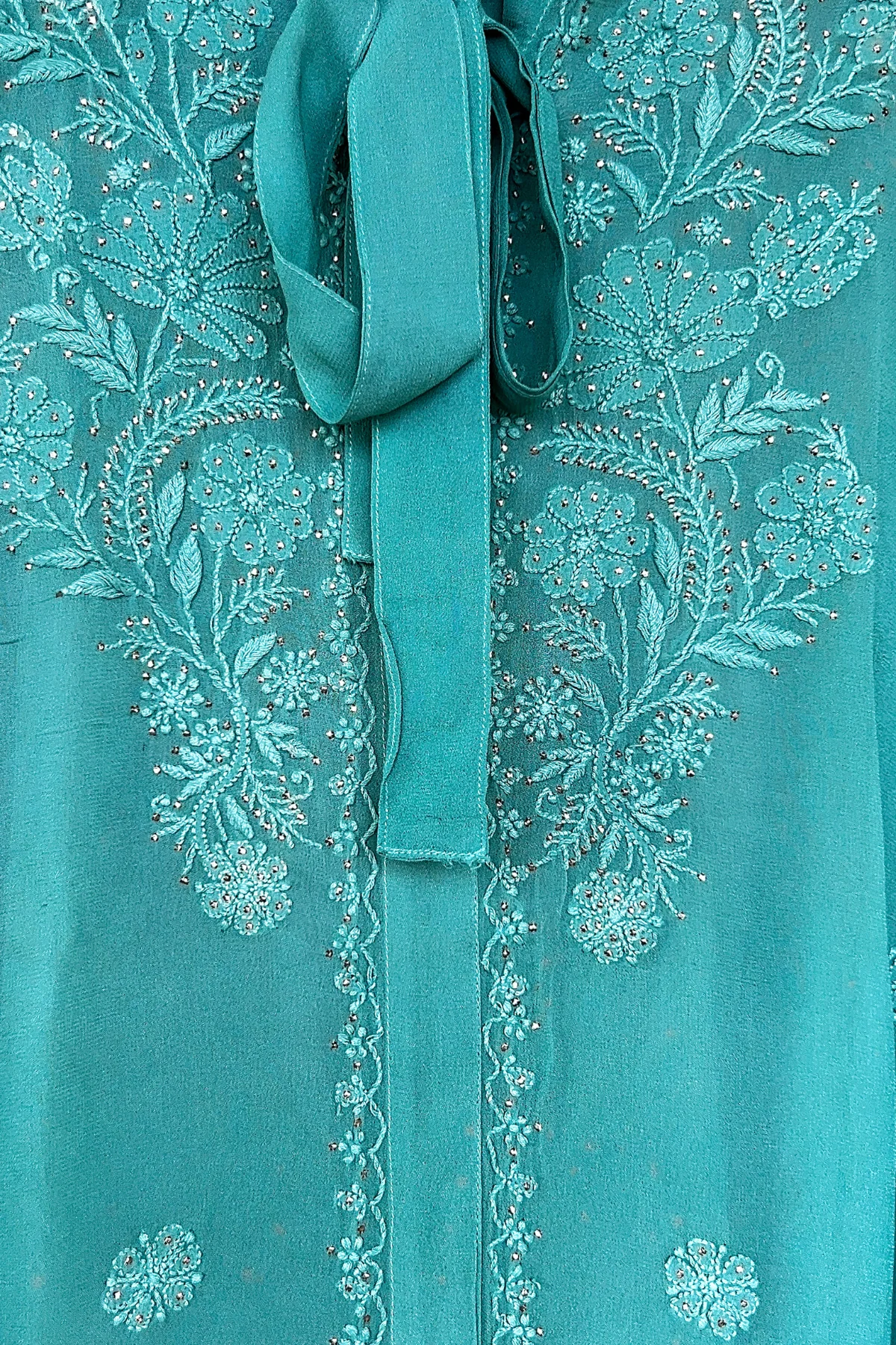 Arsh Handcrafted Forest Green Pure Viscose Georgette Semi Stitched Top - Image 3