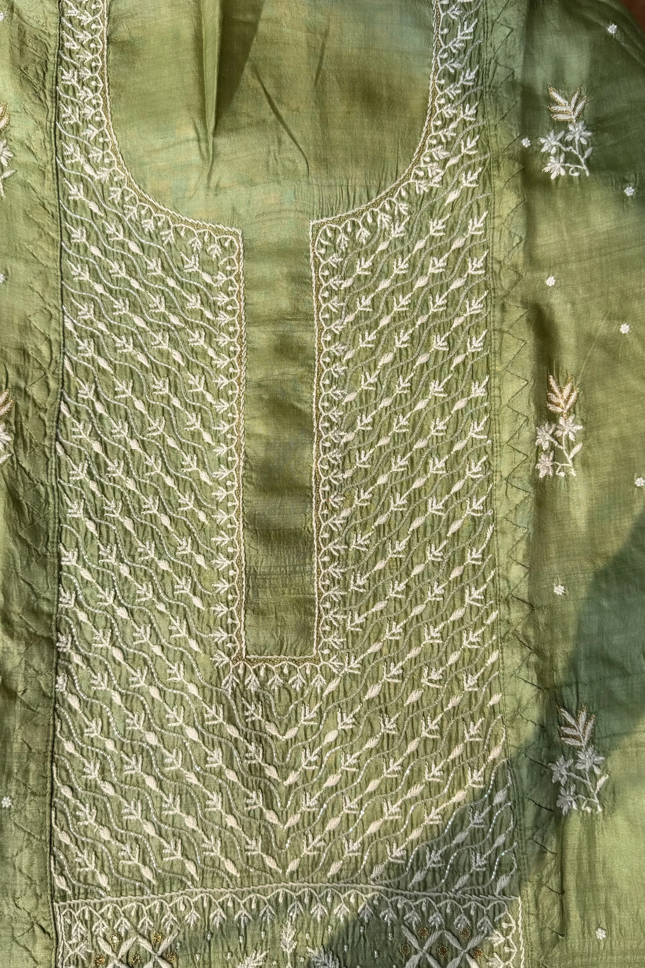 Arsh Handcrafted Pure Tusser Silk Kurti and Dupatta Set - Image 3
