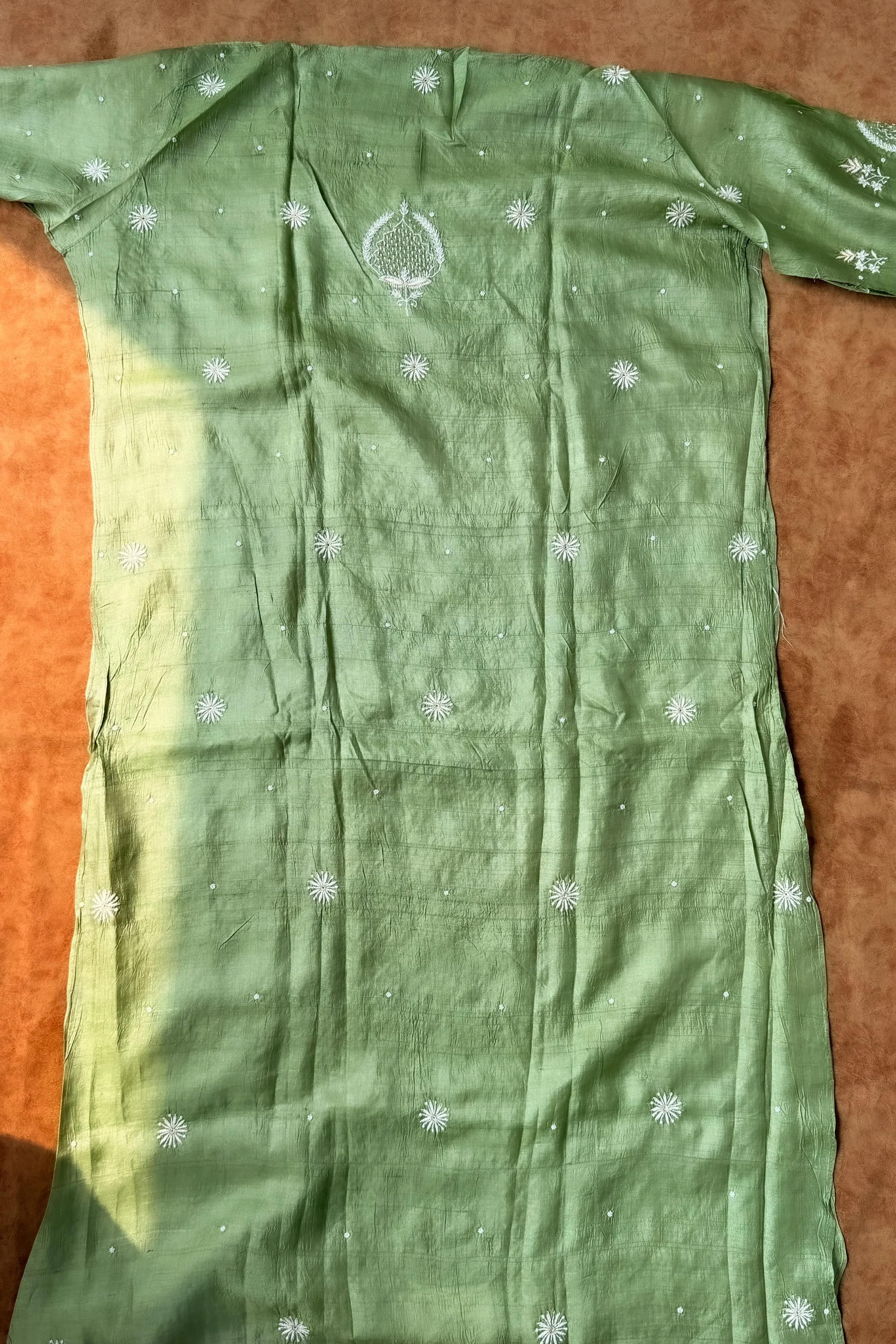 Arsh Handcrafted Pure Tusser Silk Kurti and Dupatta Set - Image 9