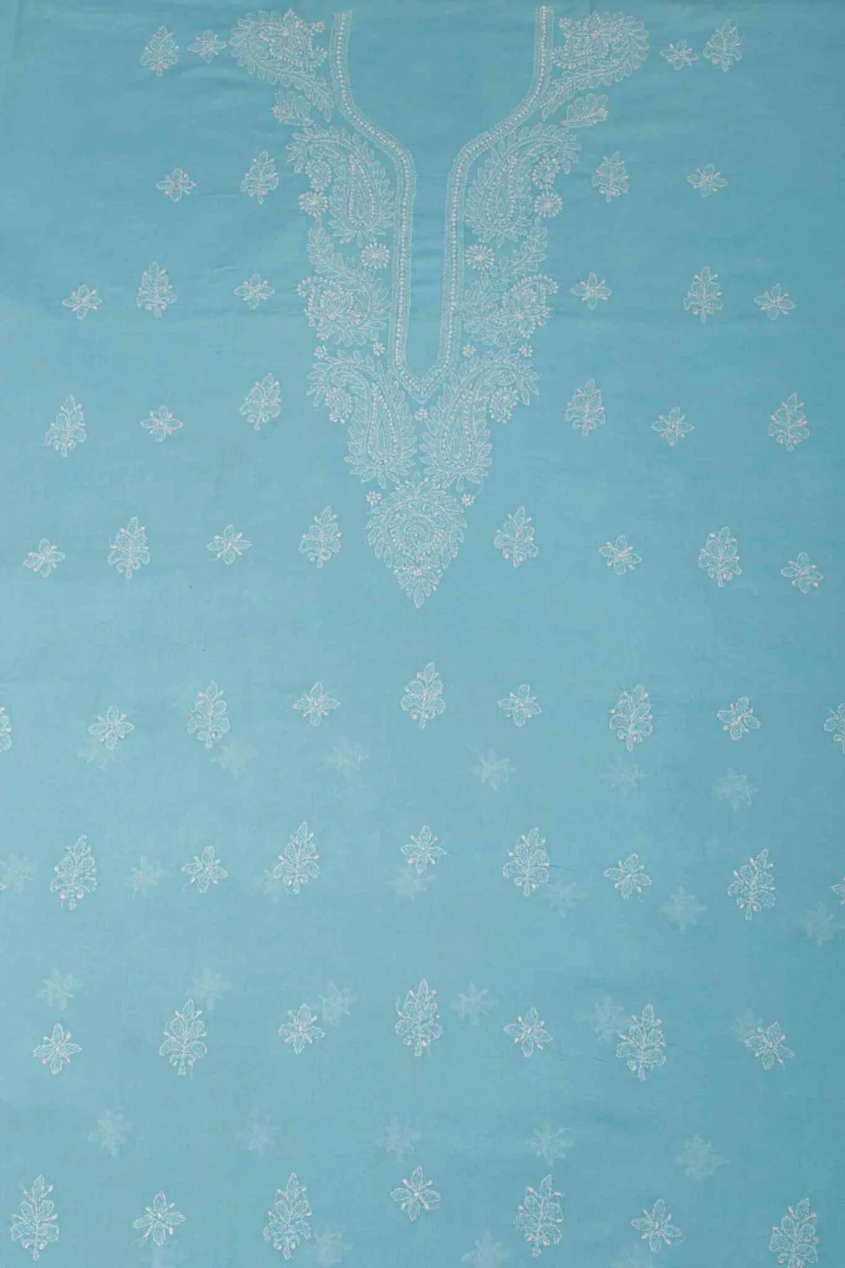 Arsh Handcrafted Sky Blue Cotton Unstitched Chikankari 3pc Suit Set - Image 2