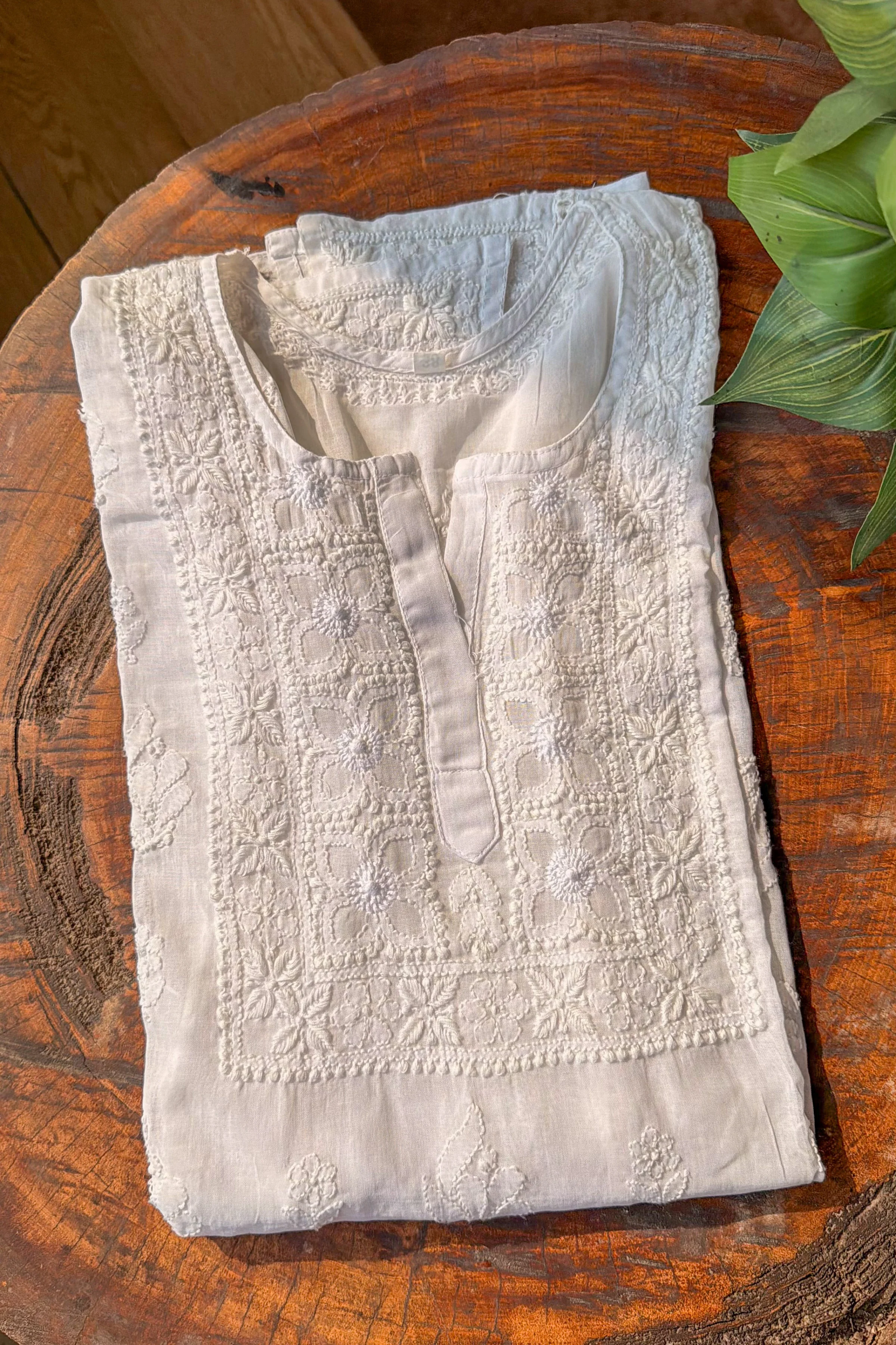 Arsh Handcrafted White Hand Embroidered Chikankari Top