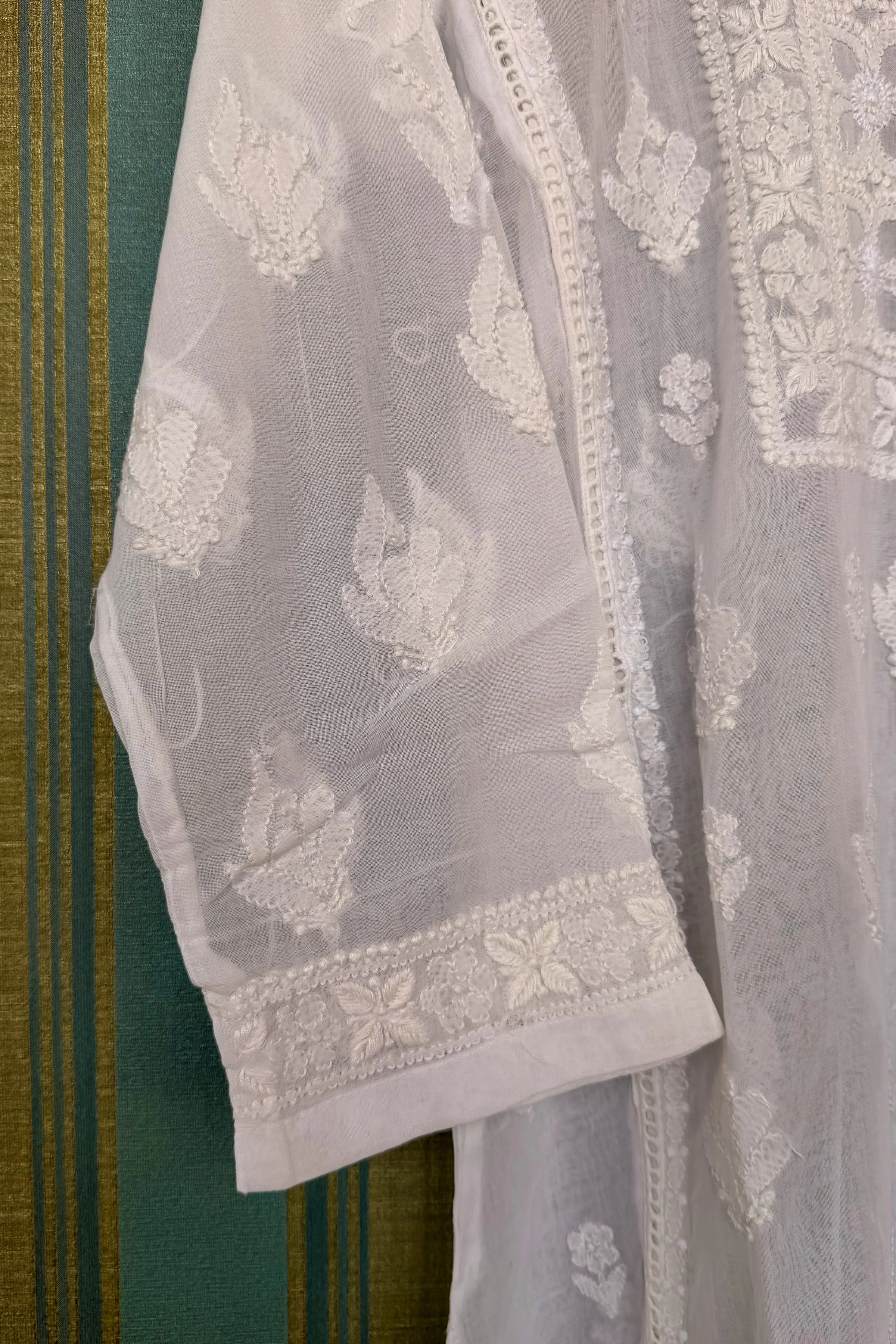 Arsh Handcrafted White Hand Embroidered Chikankari Top - Image 4