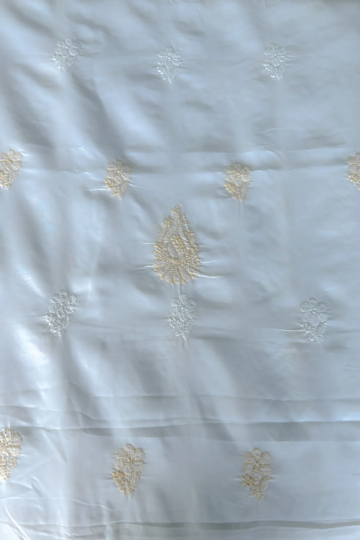 Arsh Handcrafted White & Fawn Cotton Unstitched Chikankari 3pc Suit Set - Image 4