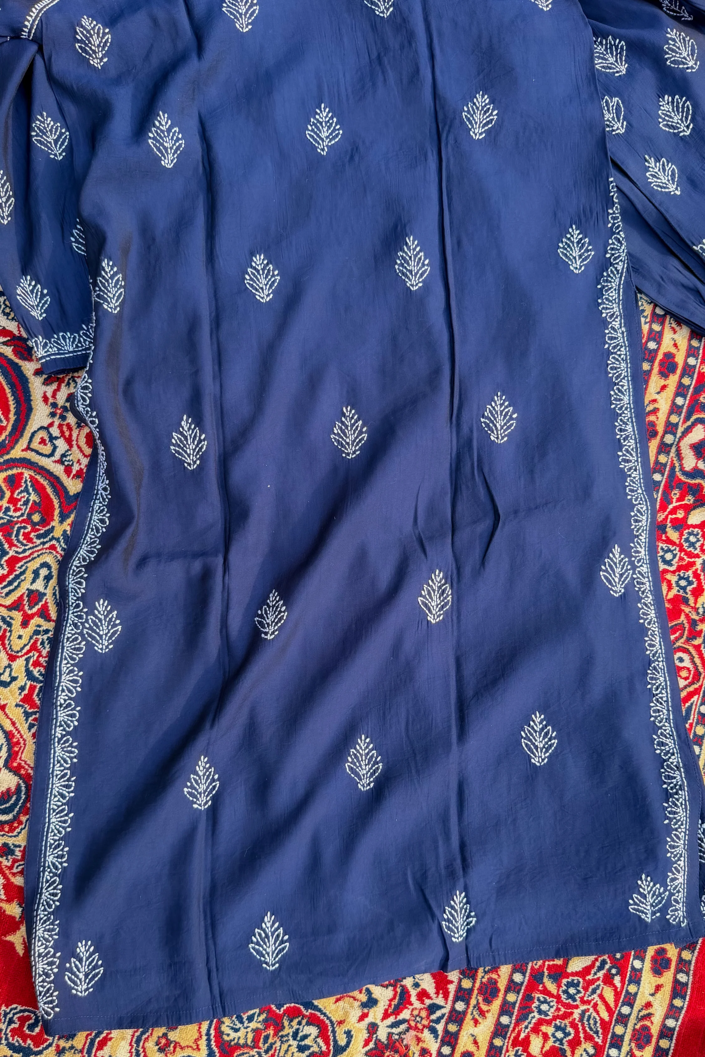 Arsh Hand Embroidered Chikan Muslin Chanderi Kurta and Pant Set - Image 3