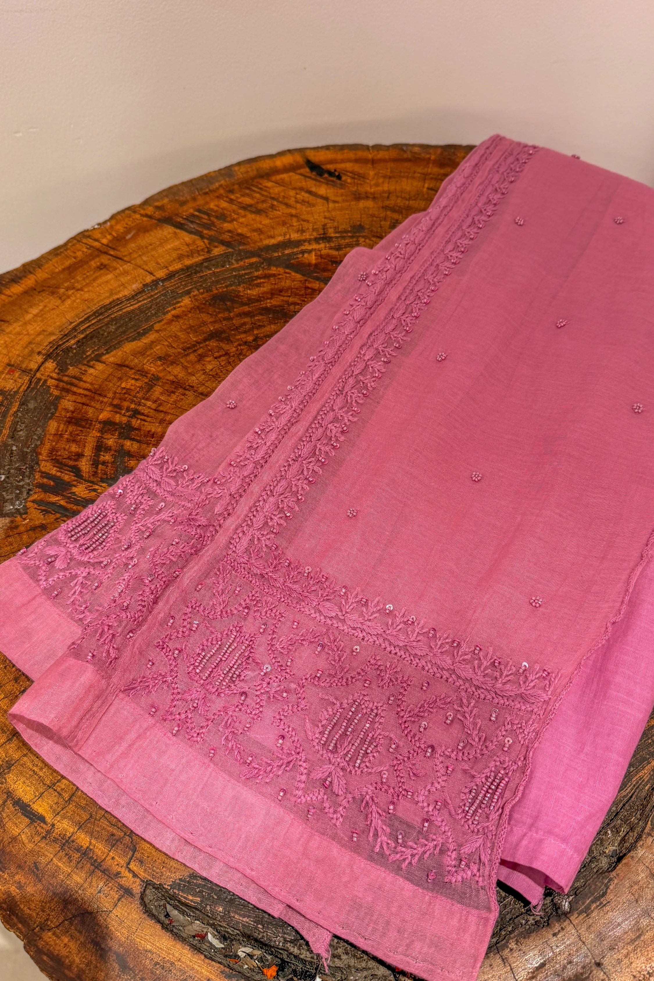 Arsh Handmade Pure Chanderi Chikankari Semi Stiched Coord Set - Image 5