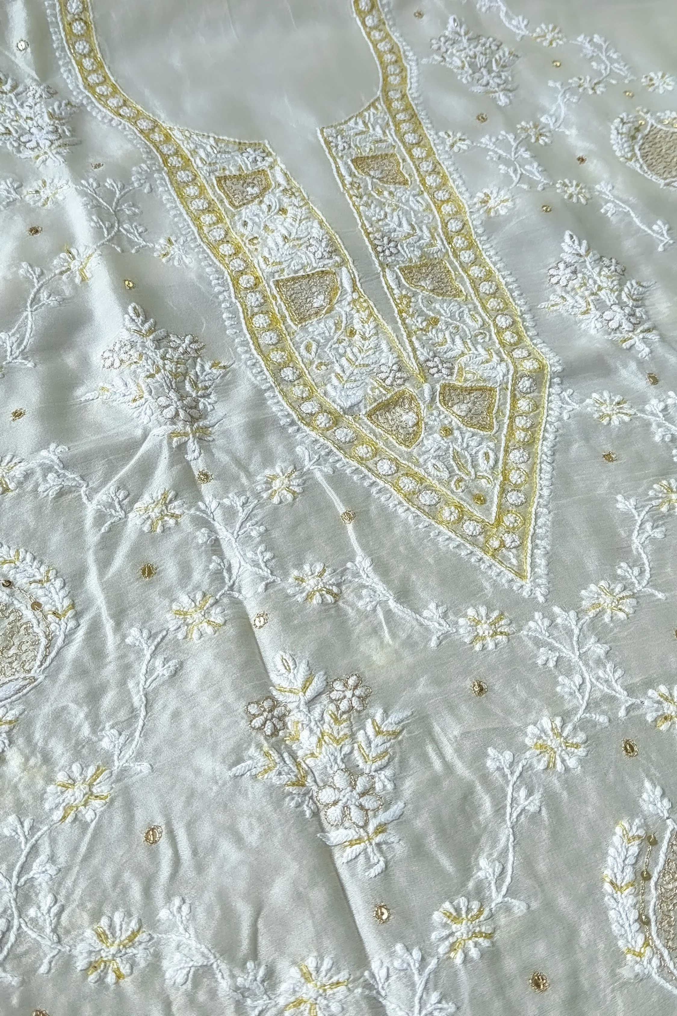 Arsh Handmade Pure Chanderi Silk Kurti and Dupatta Unstitched Set - Image 3