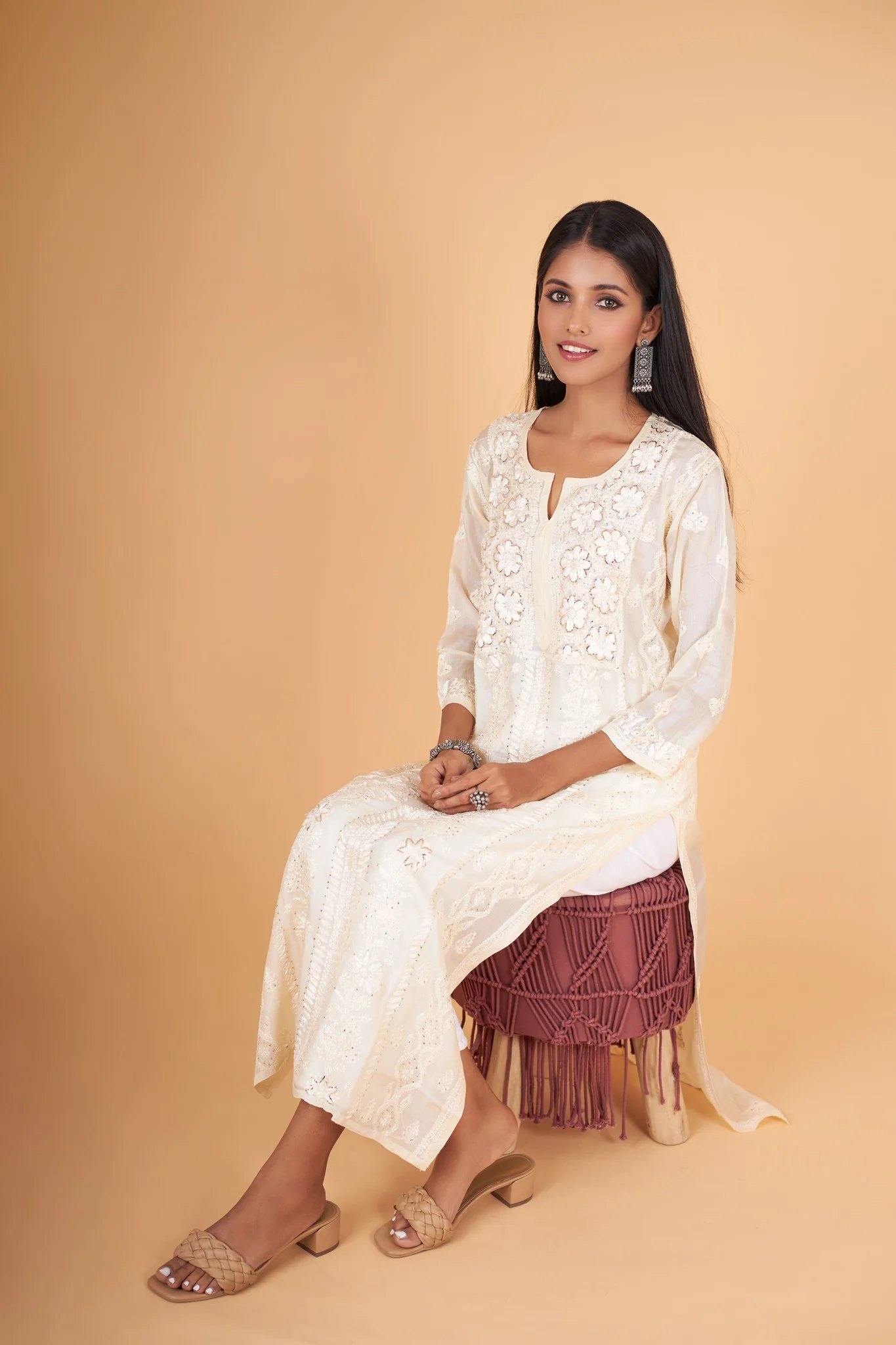 Arsh Handcrafted Front Jaal Fancy Pure Silk Kurti - Image 5