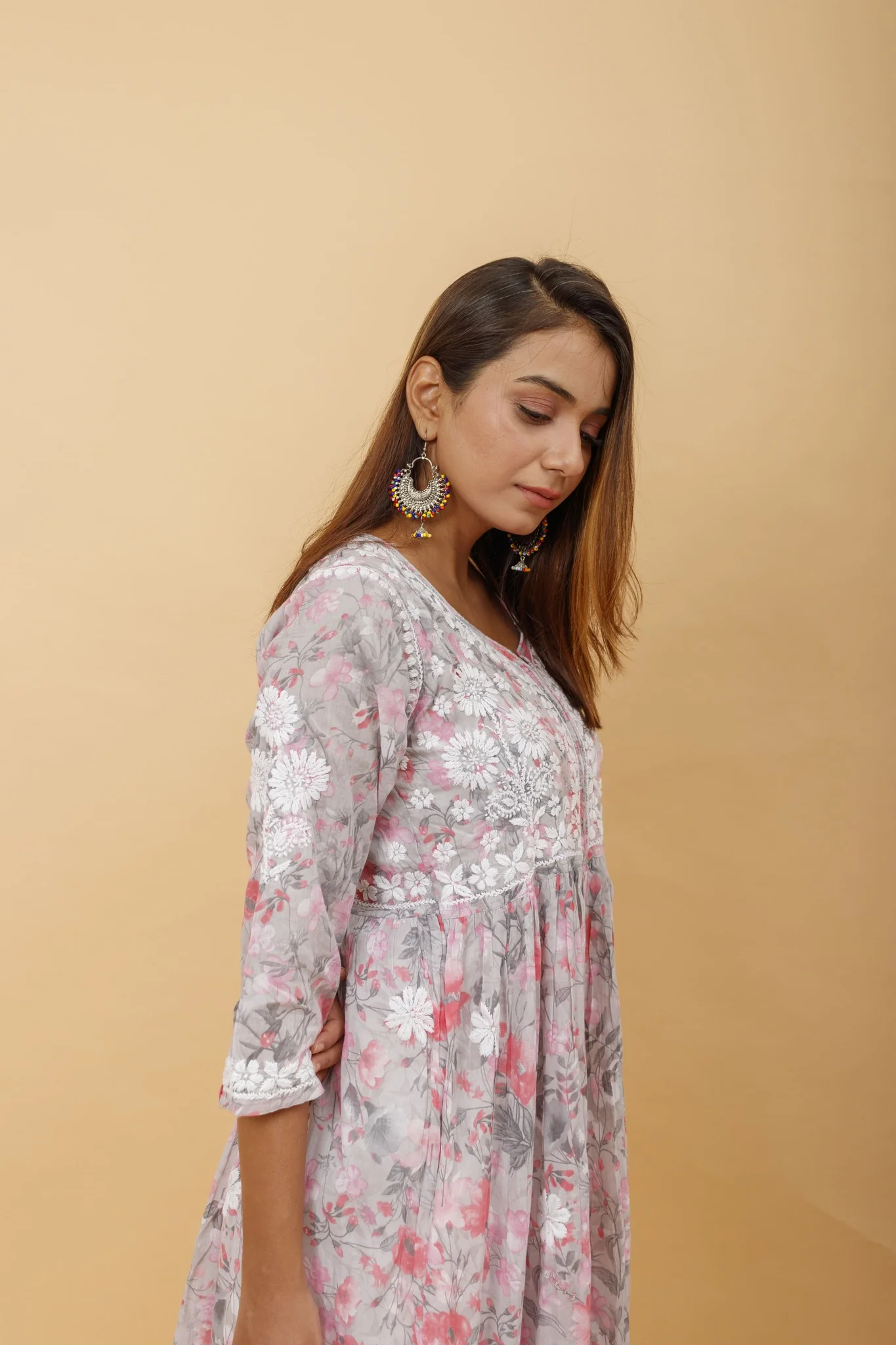 Arsh Handcrafted Pure MulMul Cotton Printed Gown Dress - Image 4