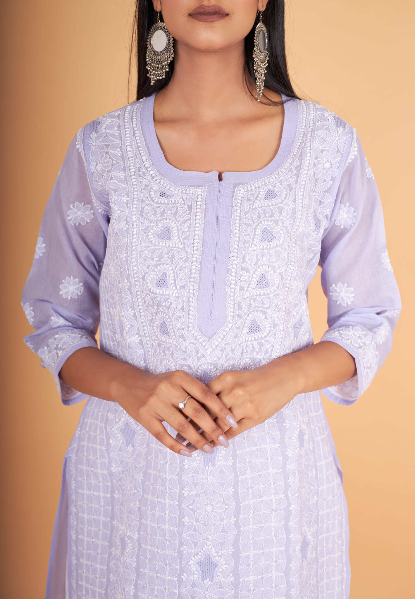 Arsh Handcrafted Mauve Front Jaal with handmade Jaali Kurti - Image 2