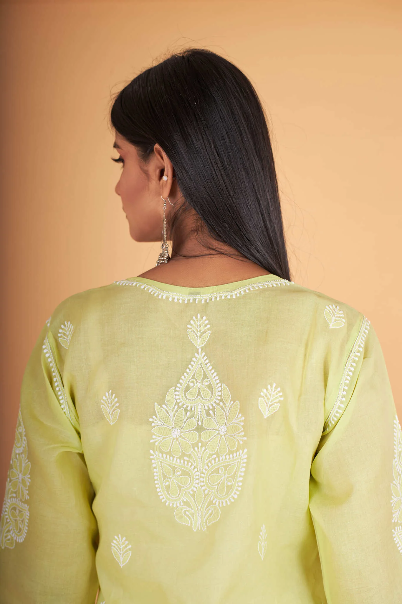 Arsh Handcrafted Parrot Green Pure Cotton Kurti - Image 5