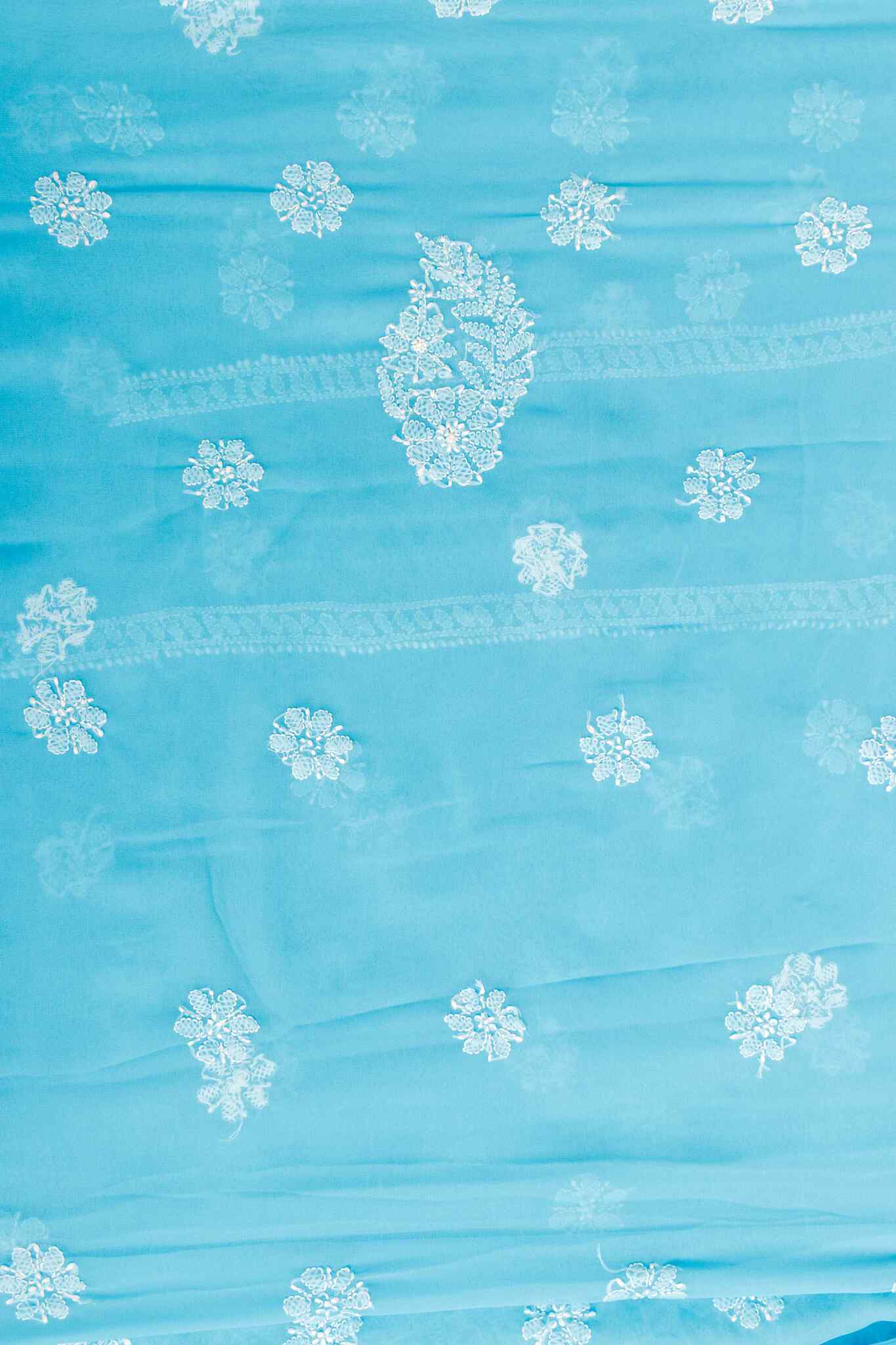Arsh Handcrafted Parsi Neck Front Jaal Georgette Unstitched Chikankari 3pc Suit - Image 4