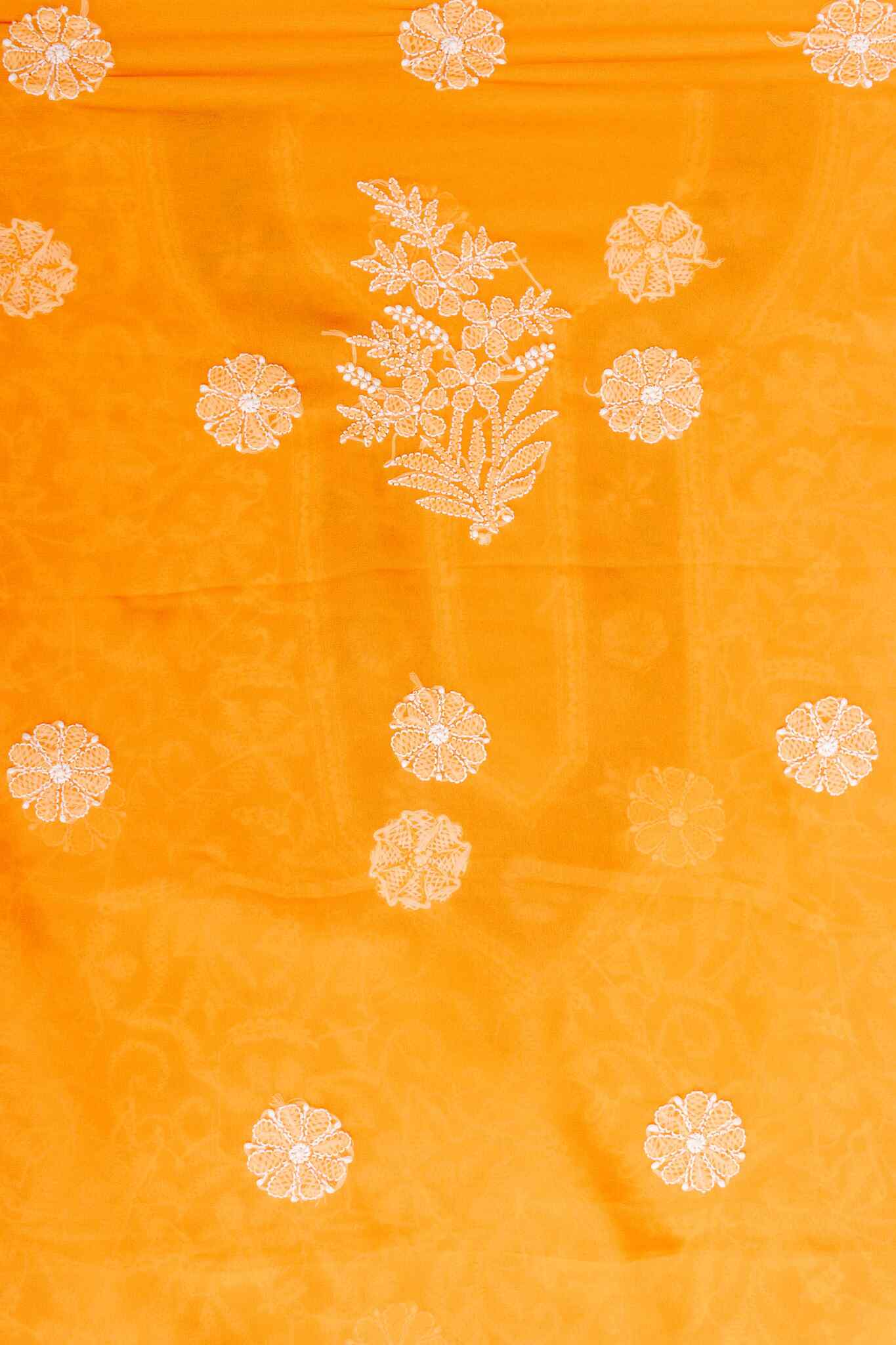 Arsh Handcrafted Parsi Neck Front Jaal Georgette Unstitched Chikankari 3pc Suit - Image 4