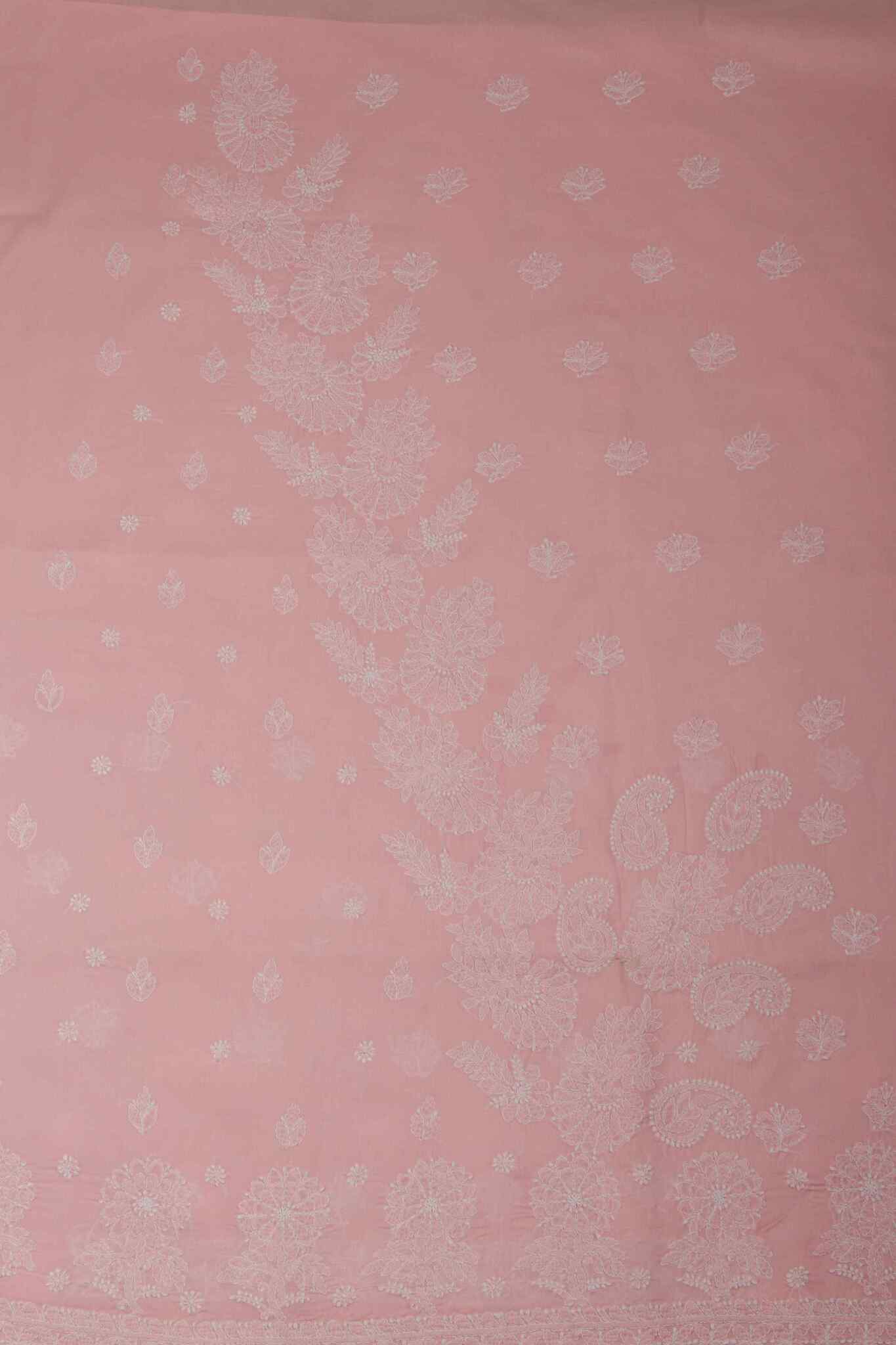 Arsh Handcrafted Light Pink Cotton Unstitched Chikankari 3pc Suit - Image 4