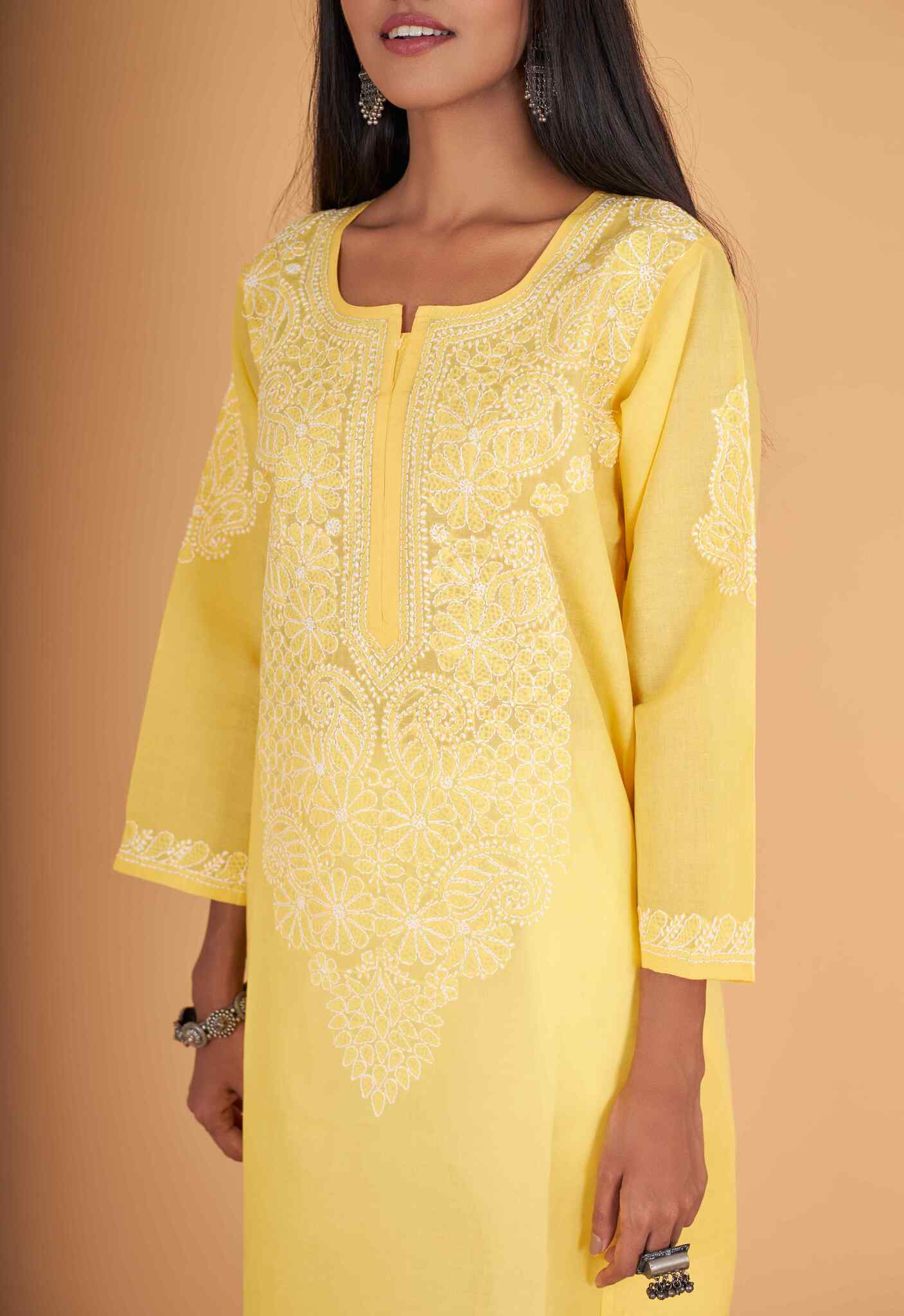 Arsh Handcrafted Pure Cotton Kashmiri Gala Kurti - Image 3