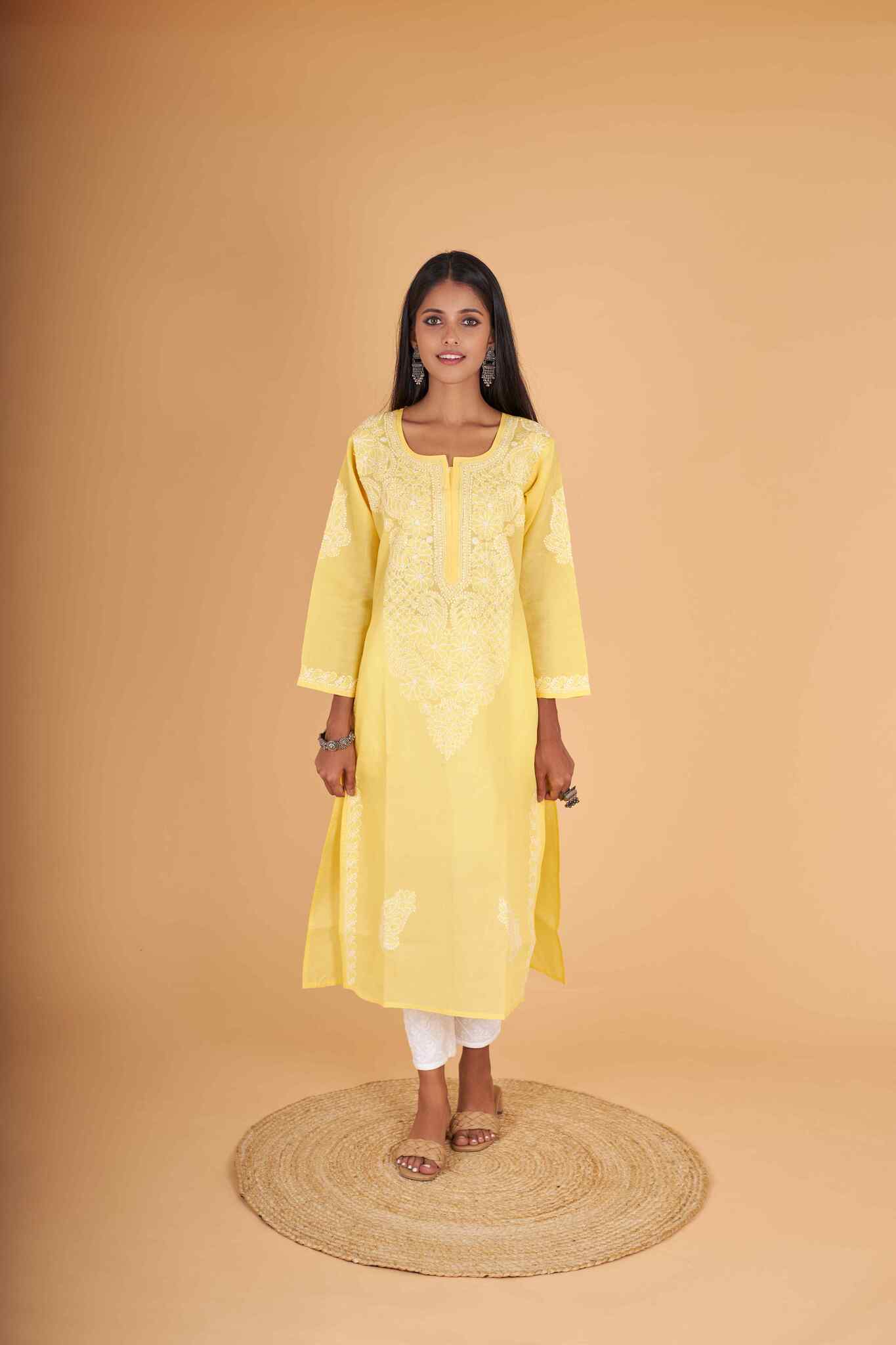 Arsh Handcrafted Pure Cotton Kashmiri Gala Kurti - Image 5