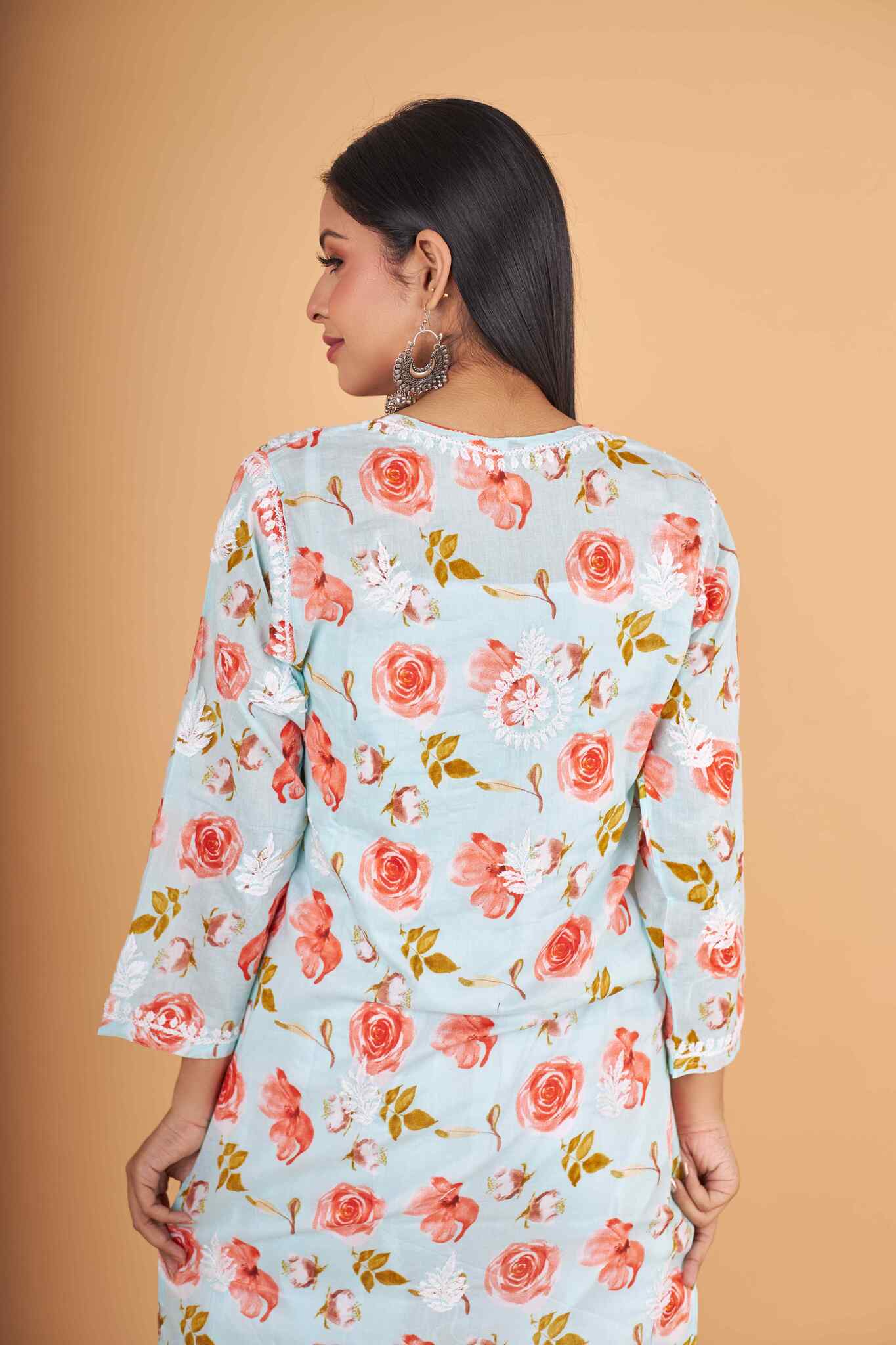 Arsh Handcrafted MulMul Cotton Printed Chikankari Kurti - Image 5