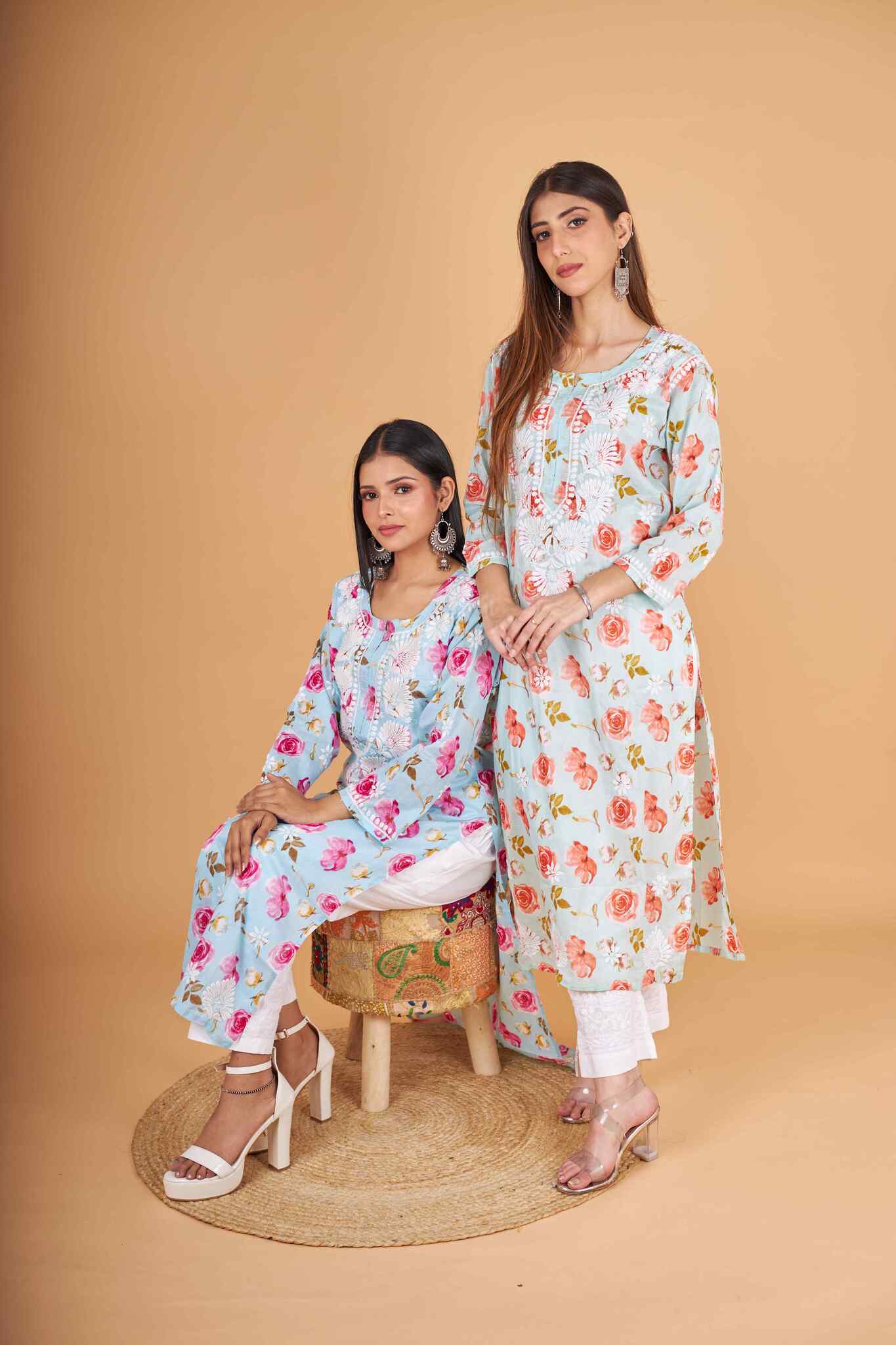 Arsh Handcrafted MulMul Cotton Printed Chikankari Kurti - Image 5