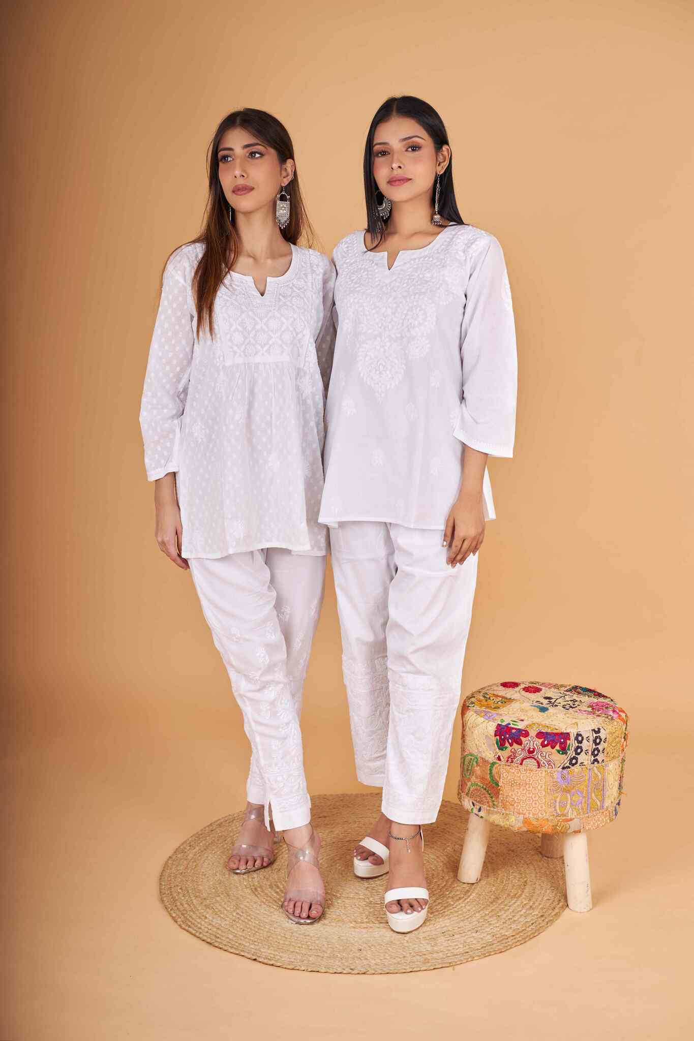 Arsh Handcrafted Dobby Cotton Yog Neck Kangan Keel Chikan Top - Image 6